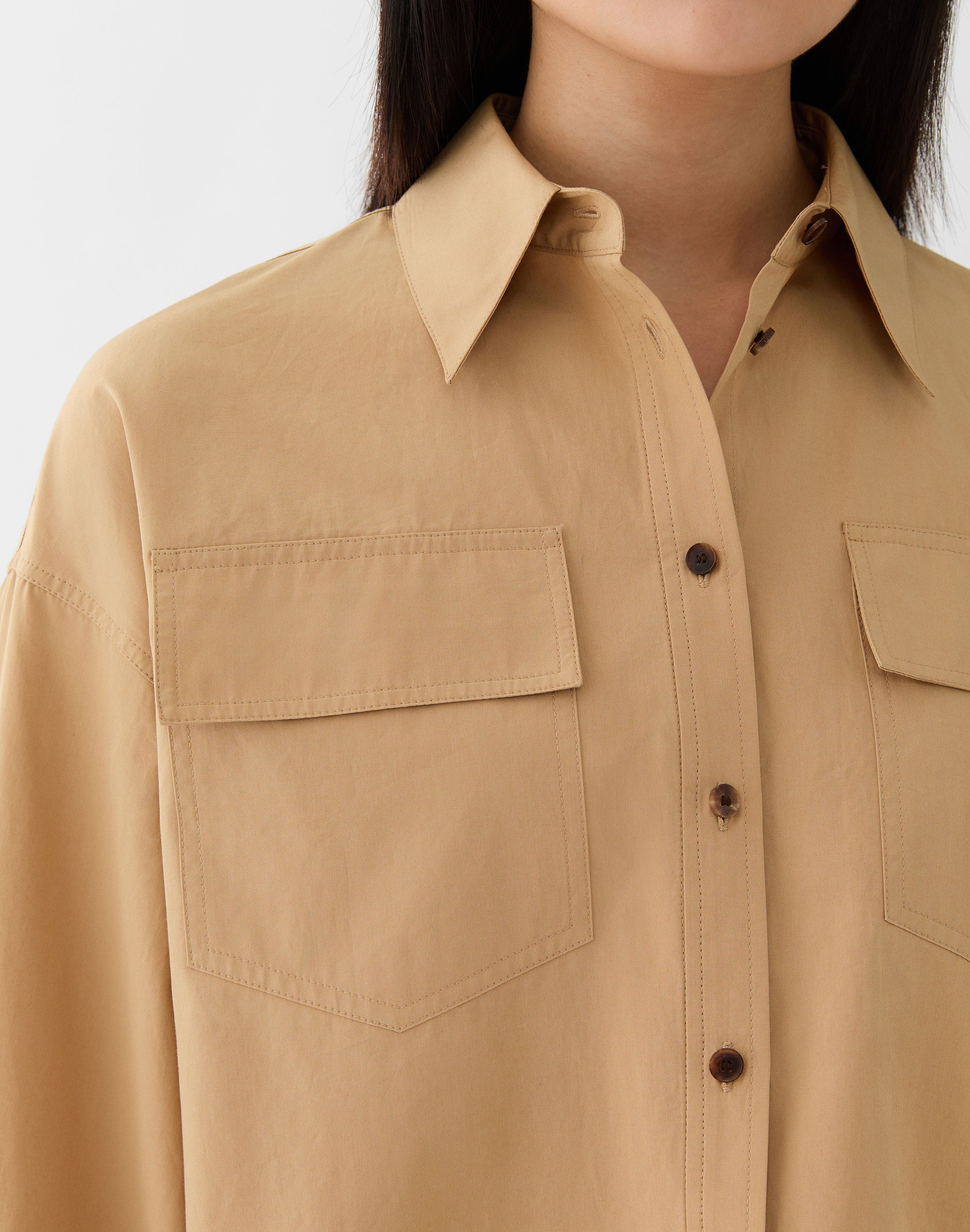 Organic Cotton Poplin Tie Back Shirt Jacket