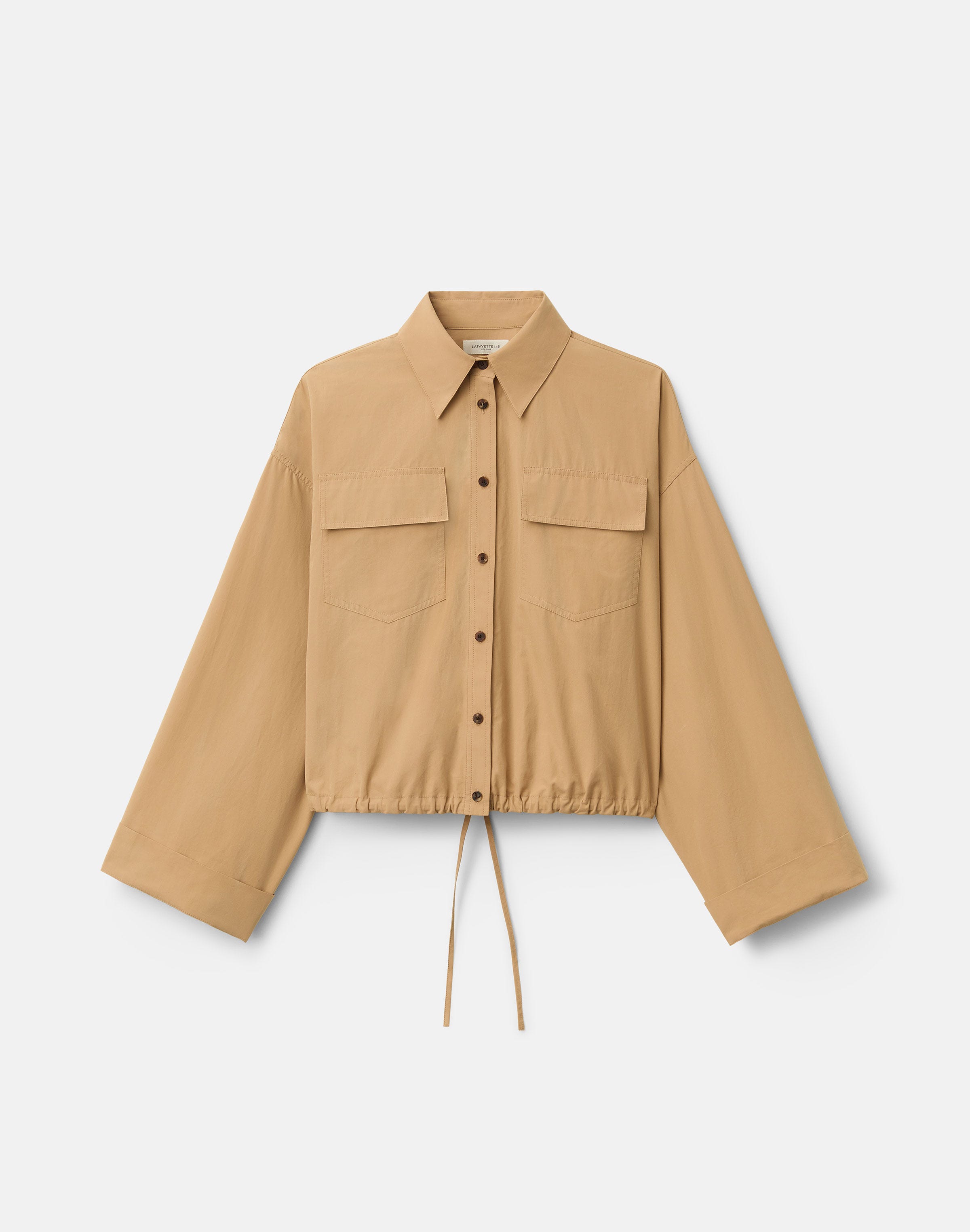 Organic Cotton Poplin Tie Back Shirt Jacket