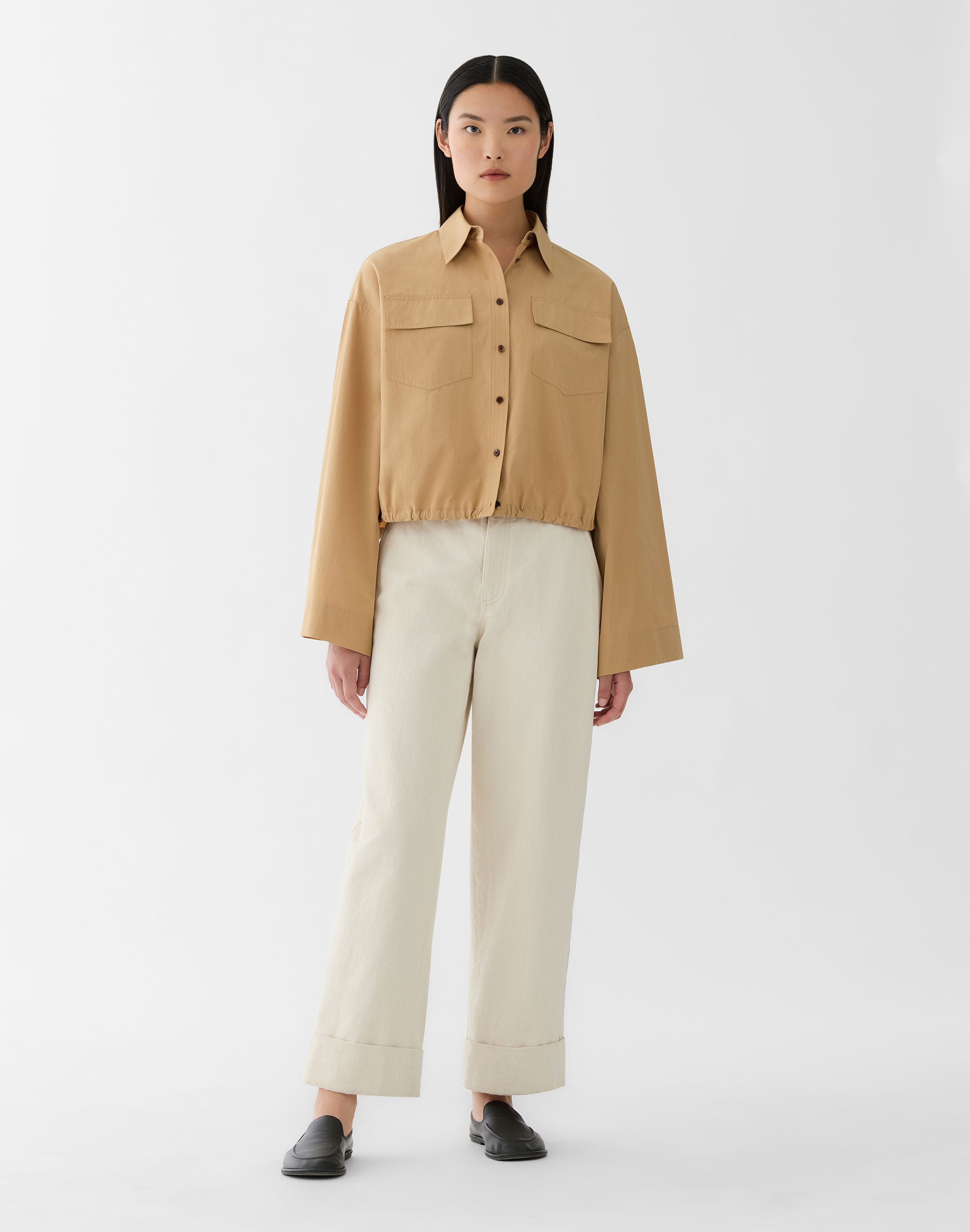 Organic Cotton Poplin Tie Back Shirt Jacket