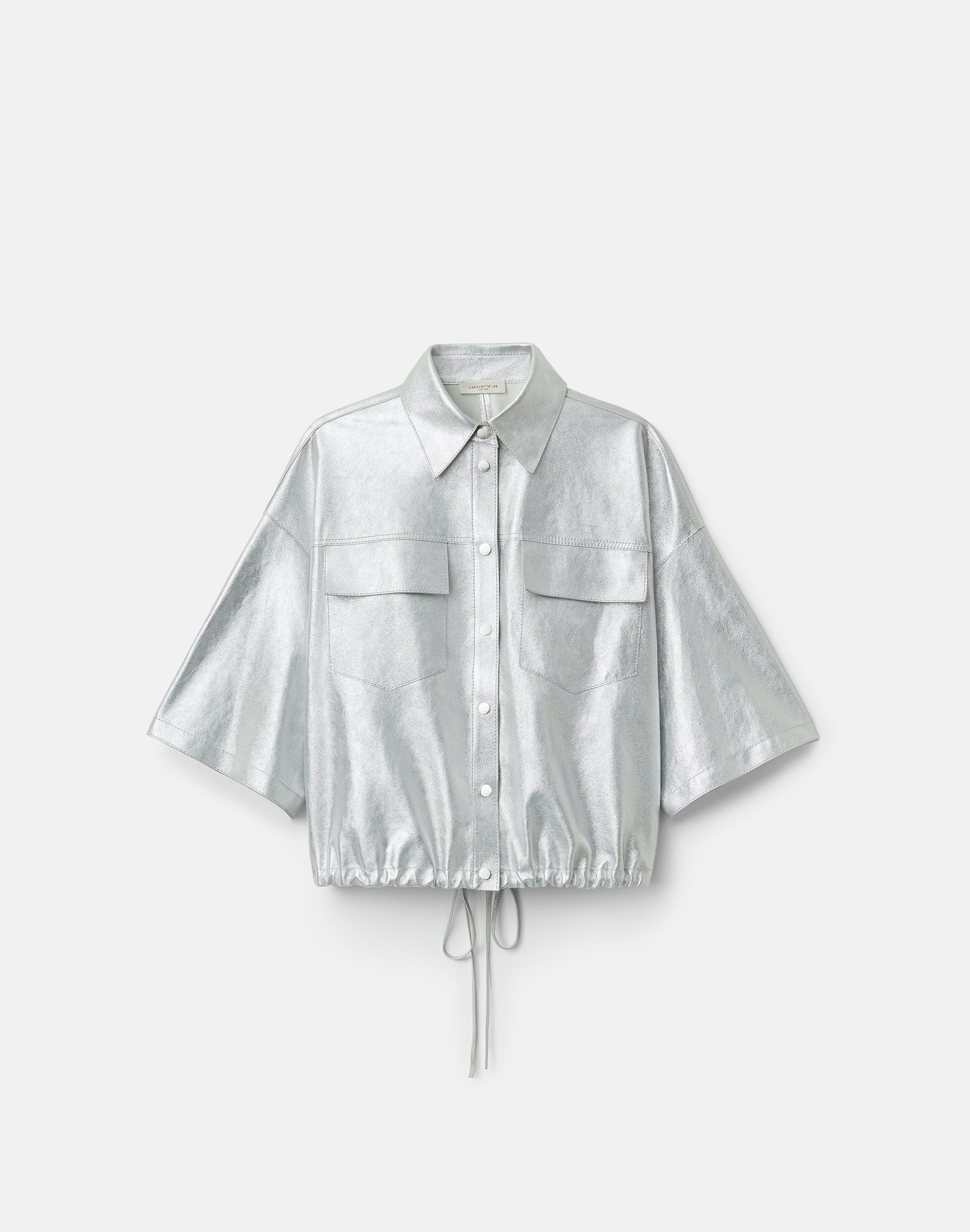 Metallic Suede Tie Back Shirt Jacket