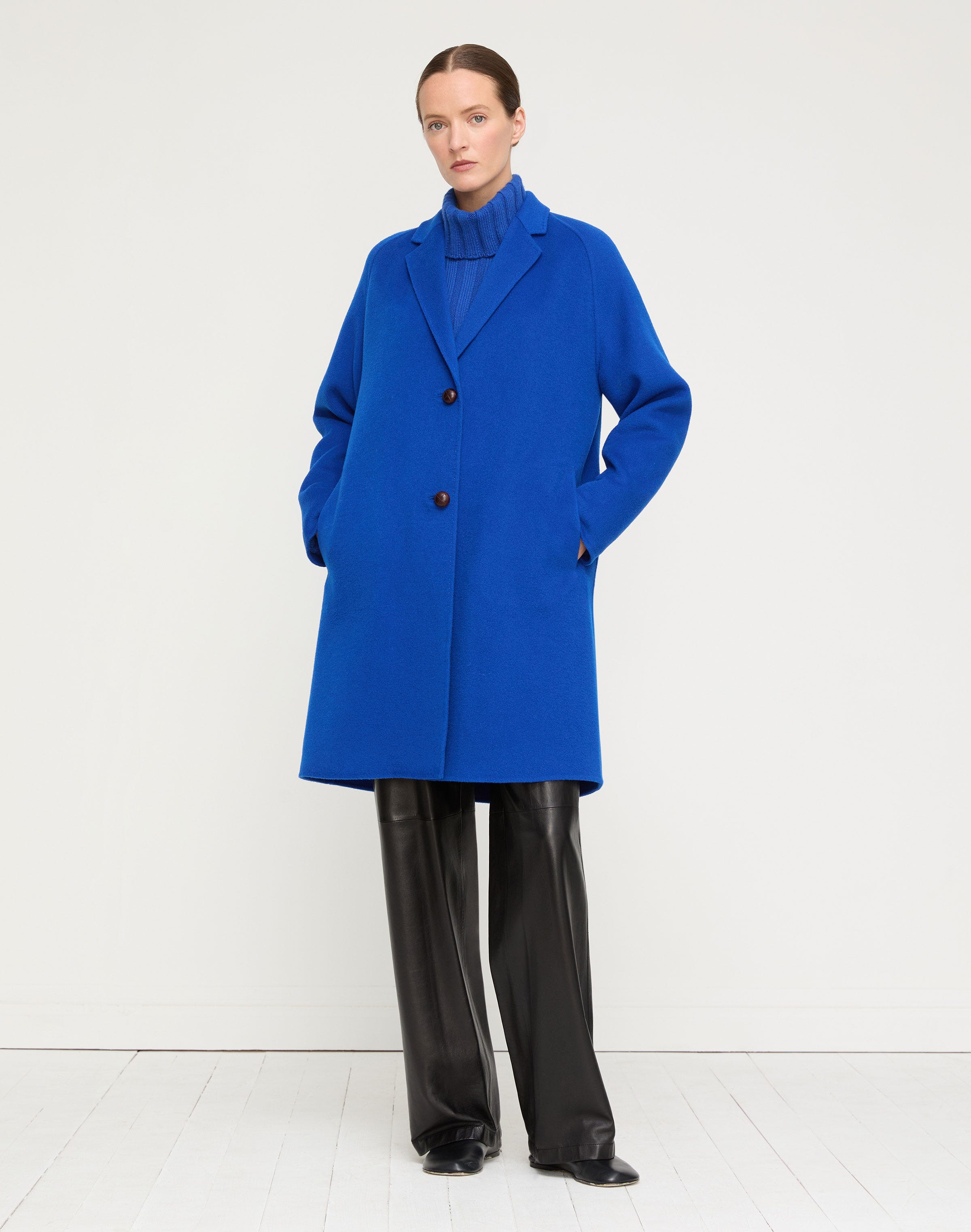 Wool-Cashmere Double Face Two Button Car Coat