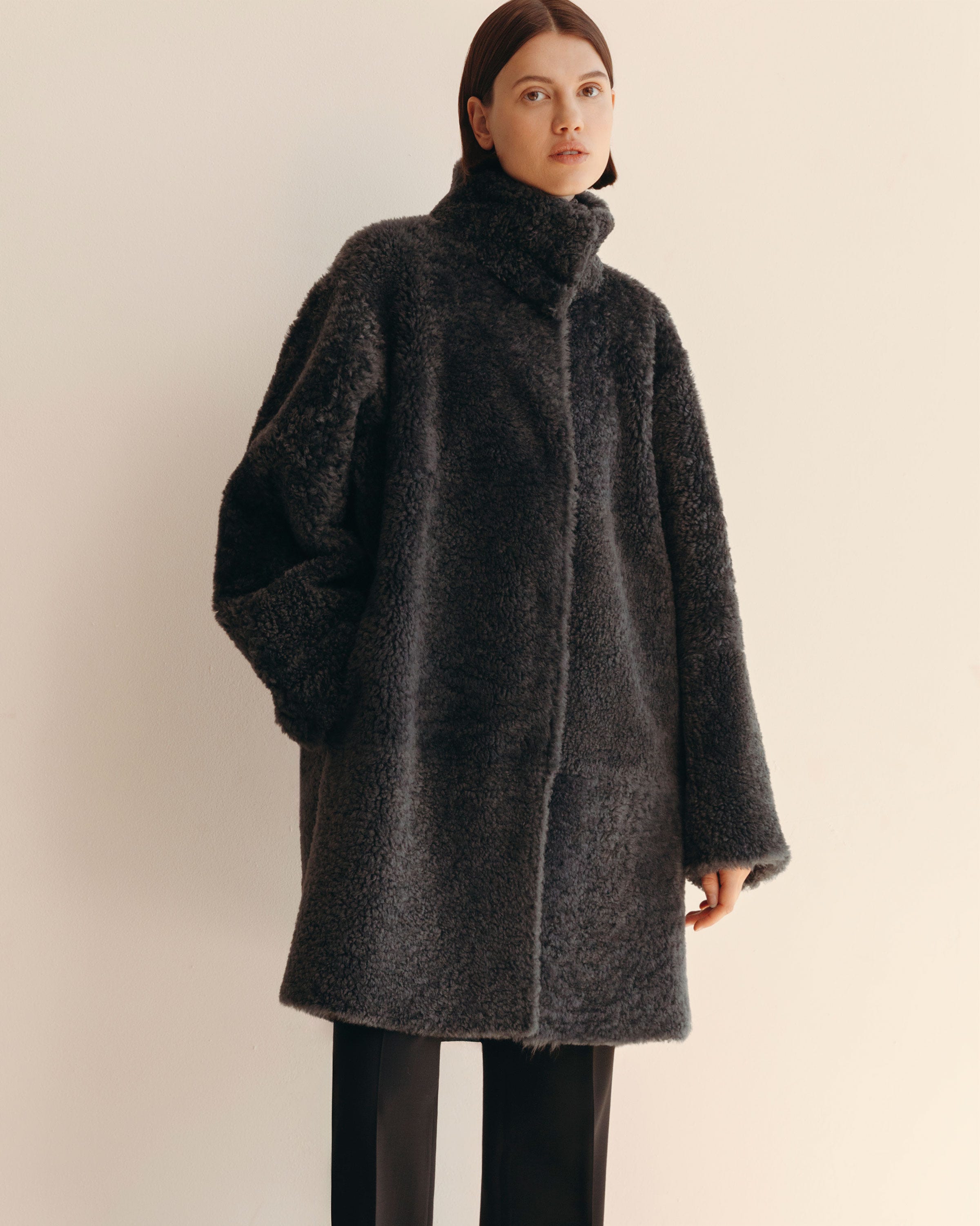 Wavy Shearling Reversible Coat