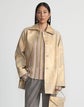 Gilded Lambskin Leather Oversized Swing Coat
