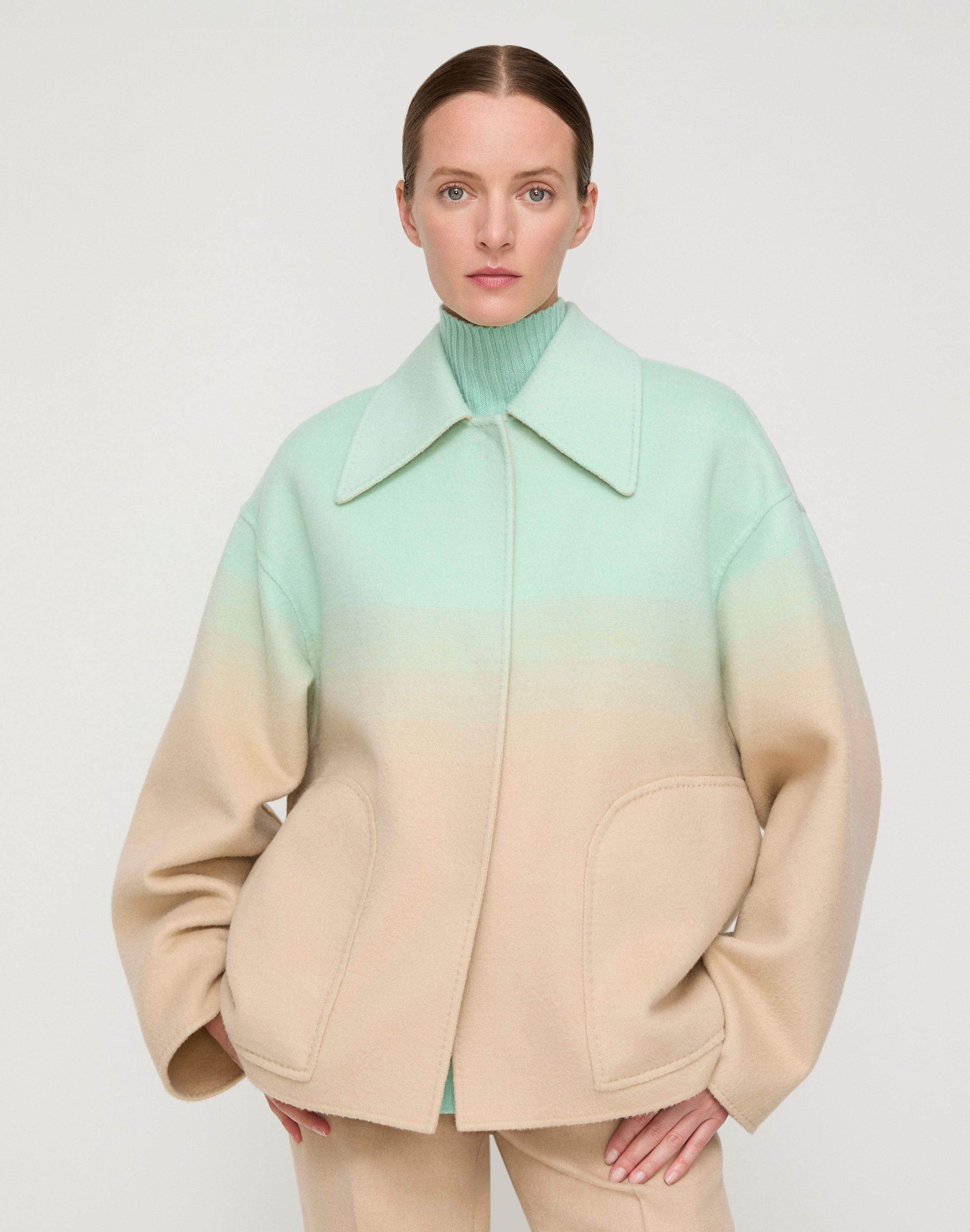 Wool-Cashmere Reversible Oversized Swing Coat