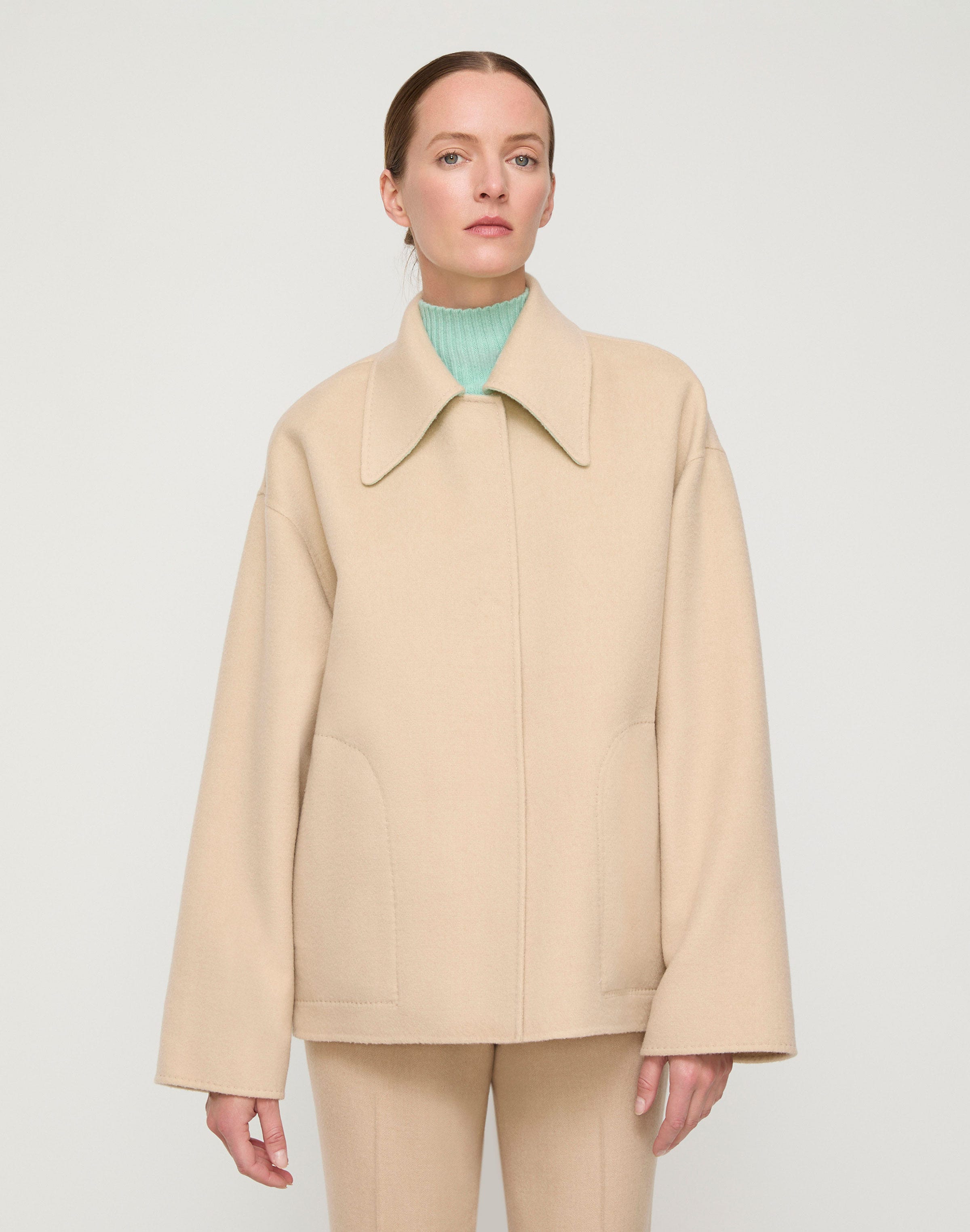 Wool-Cashmere Reversible Oversized Swing Coat