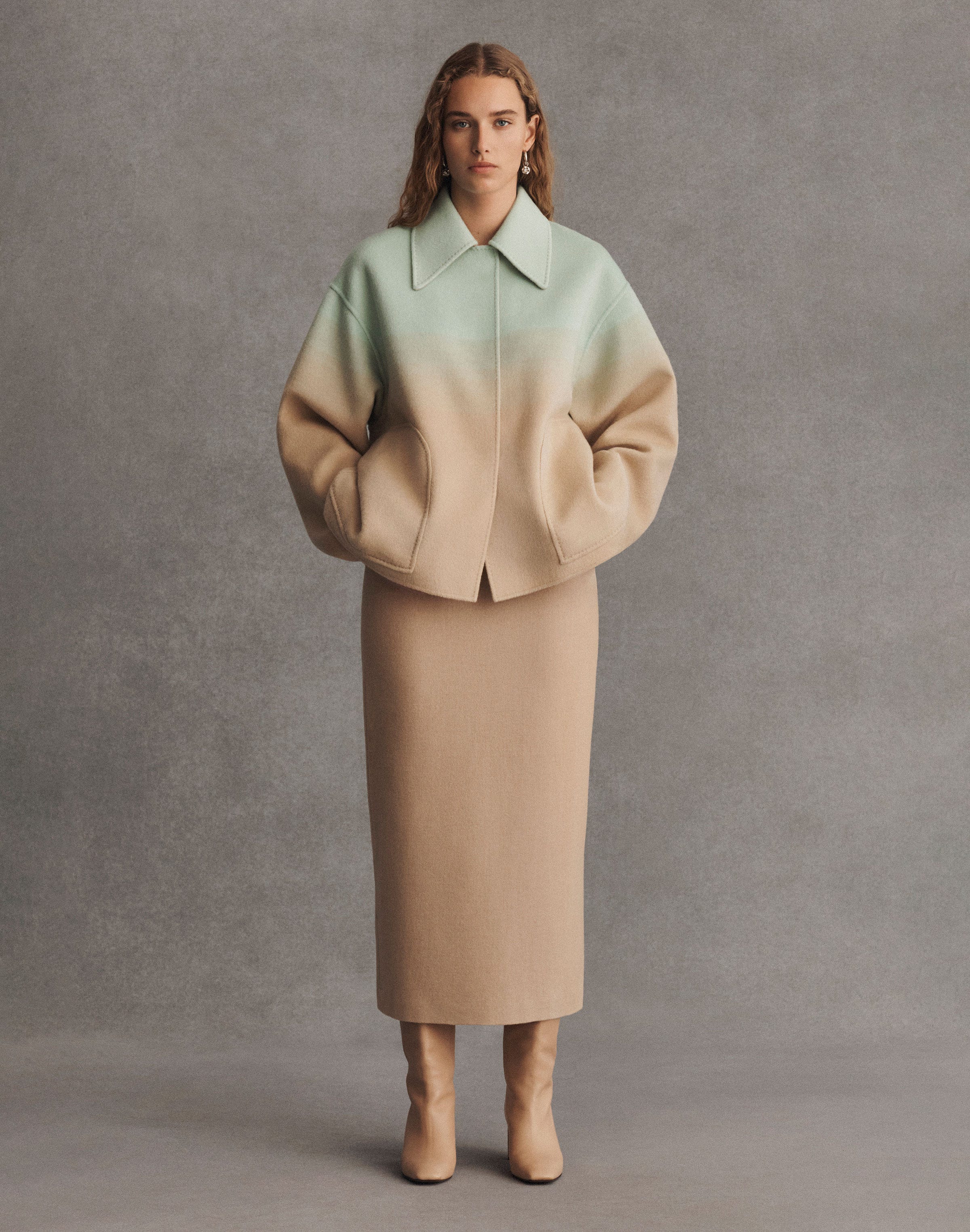 Wool-Cashmere Reversible Oversized Swing Coat