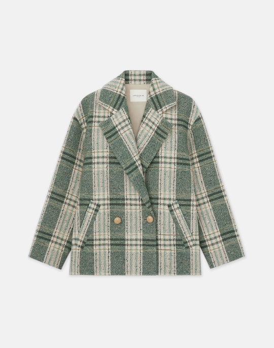 Metallic Donegal Plaid Car Coat