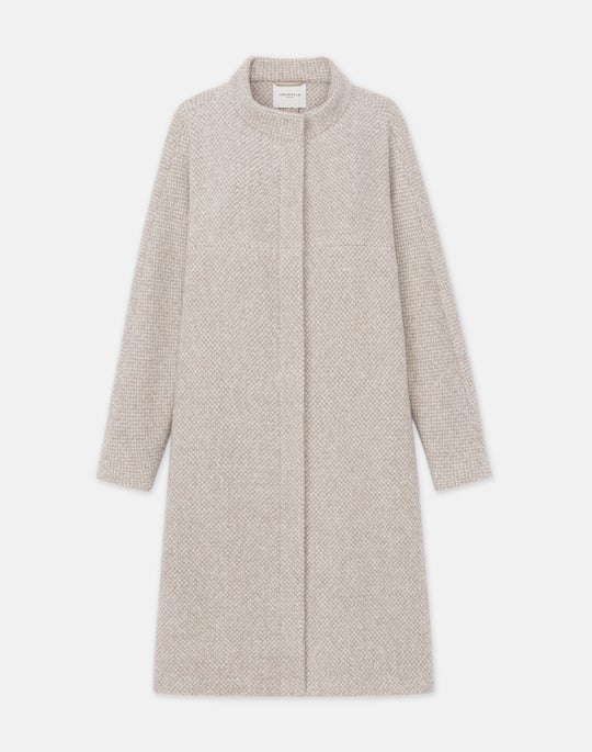 Responsible Wool-Cashmere Bouclé Funnel Collar Oversized Coat
