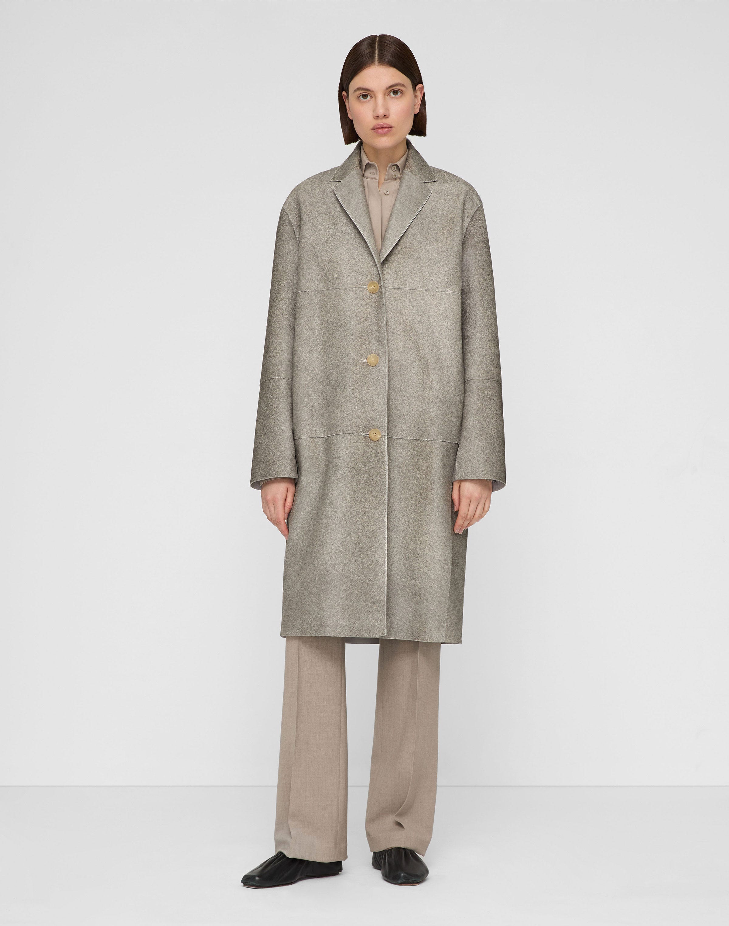 Calf Hair Three Button Coat