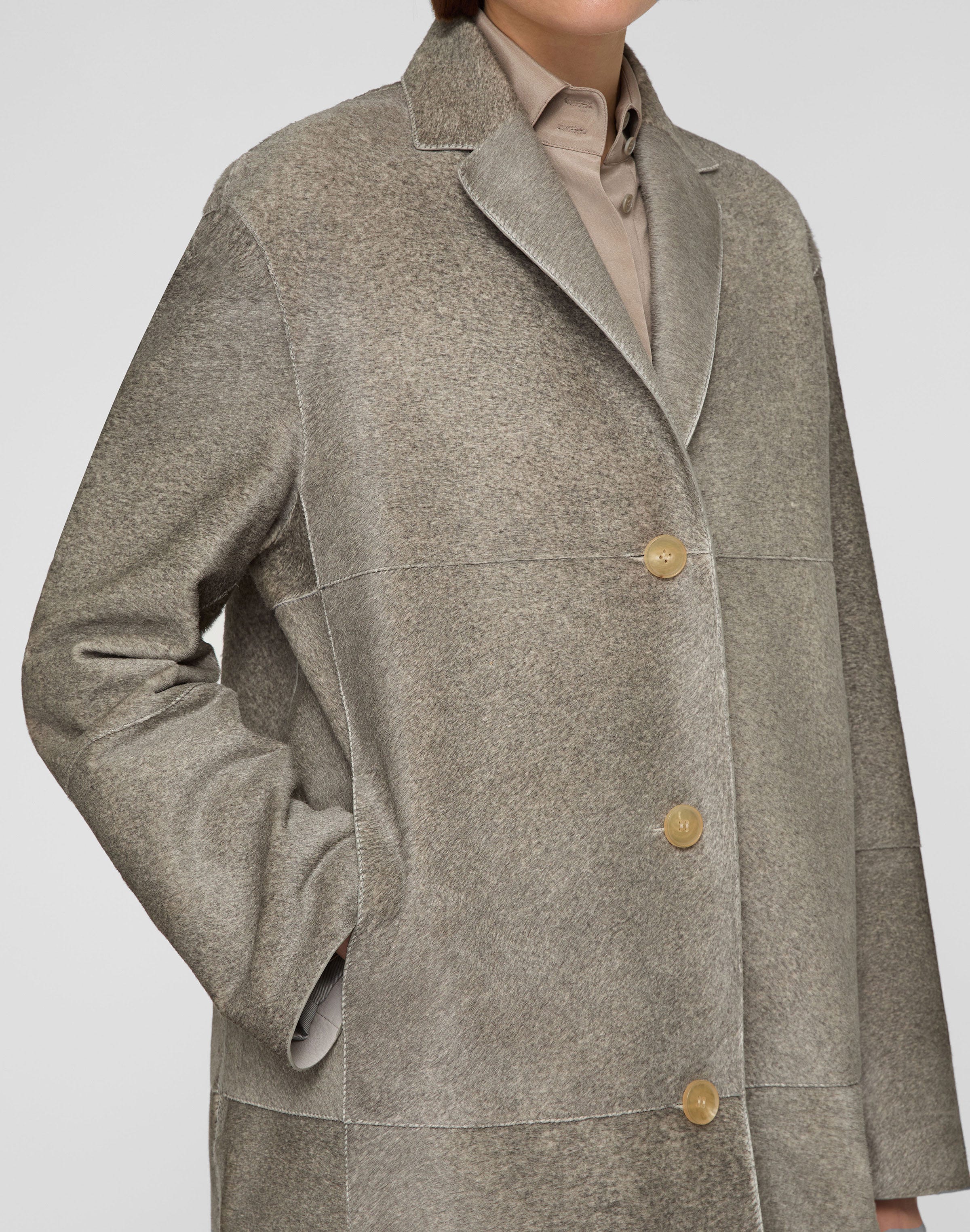 Calf Hair Three Button Coat