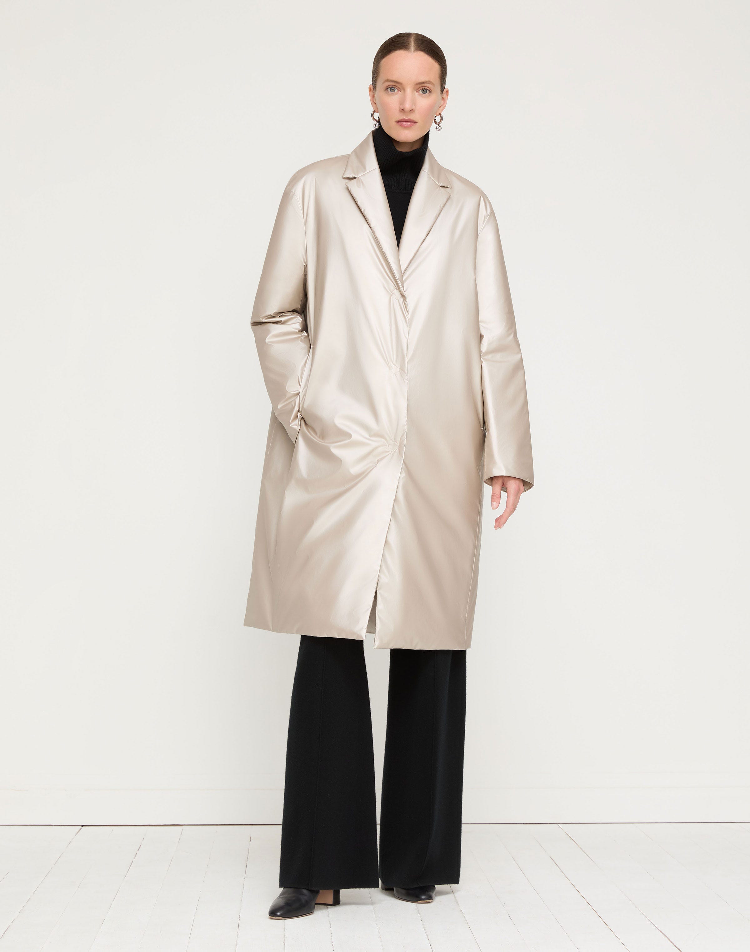 Pearlized Tech Quilted Puffer Coat