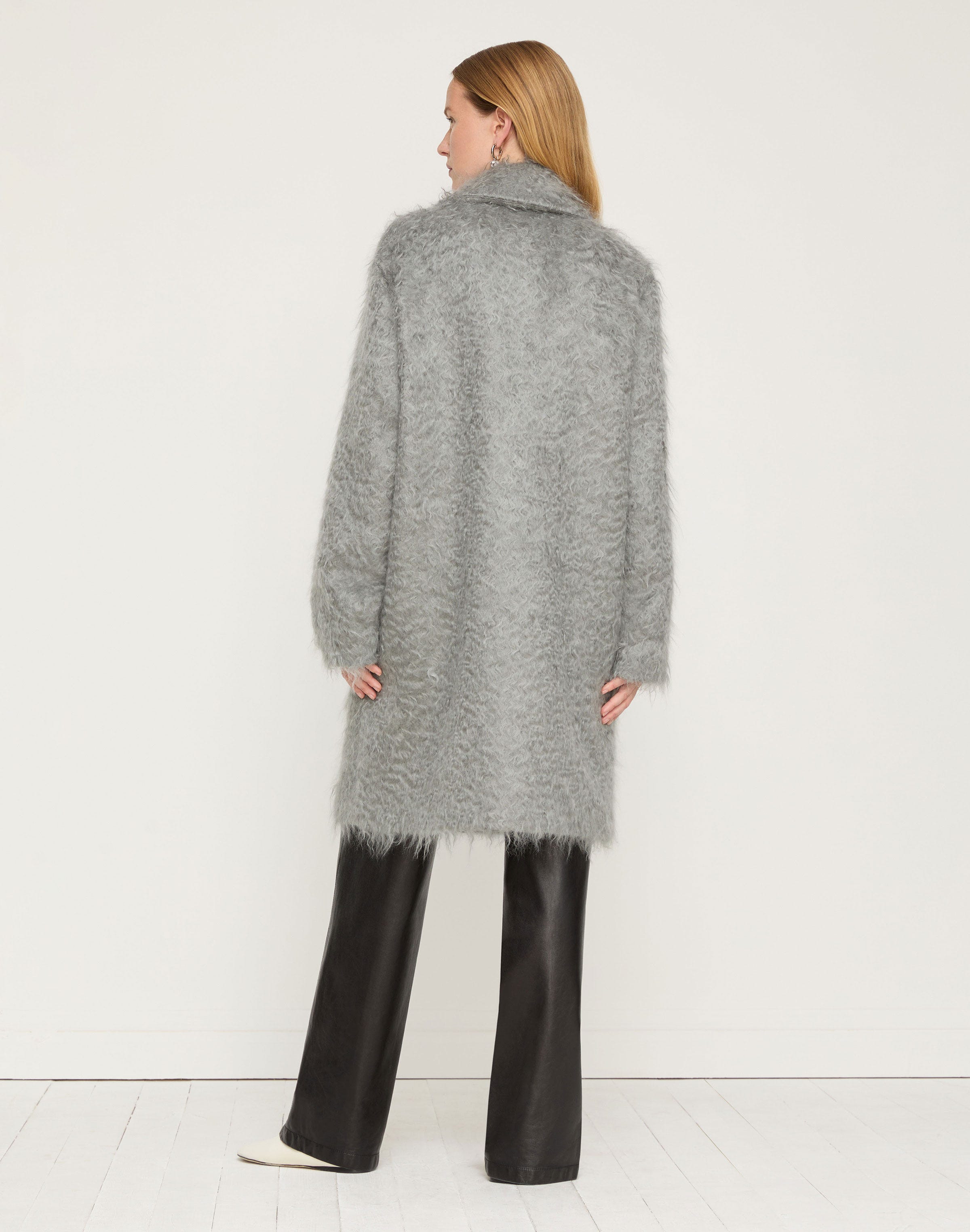 Brushed Mohair-Wool Double Breasted Oversized Coat