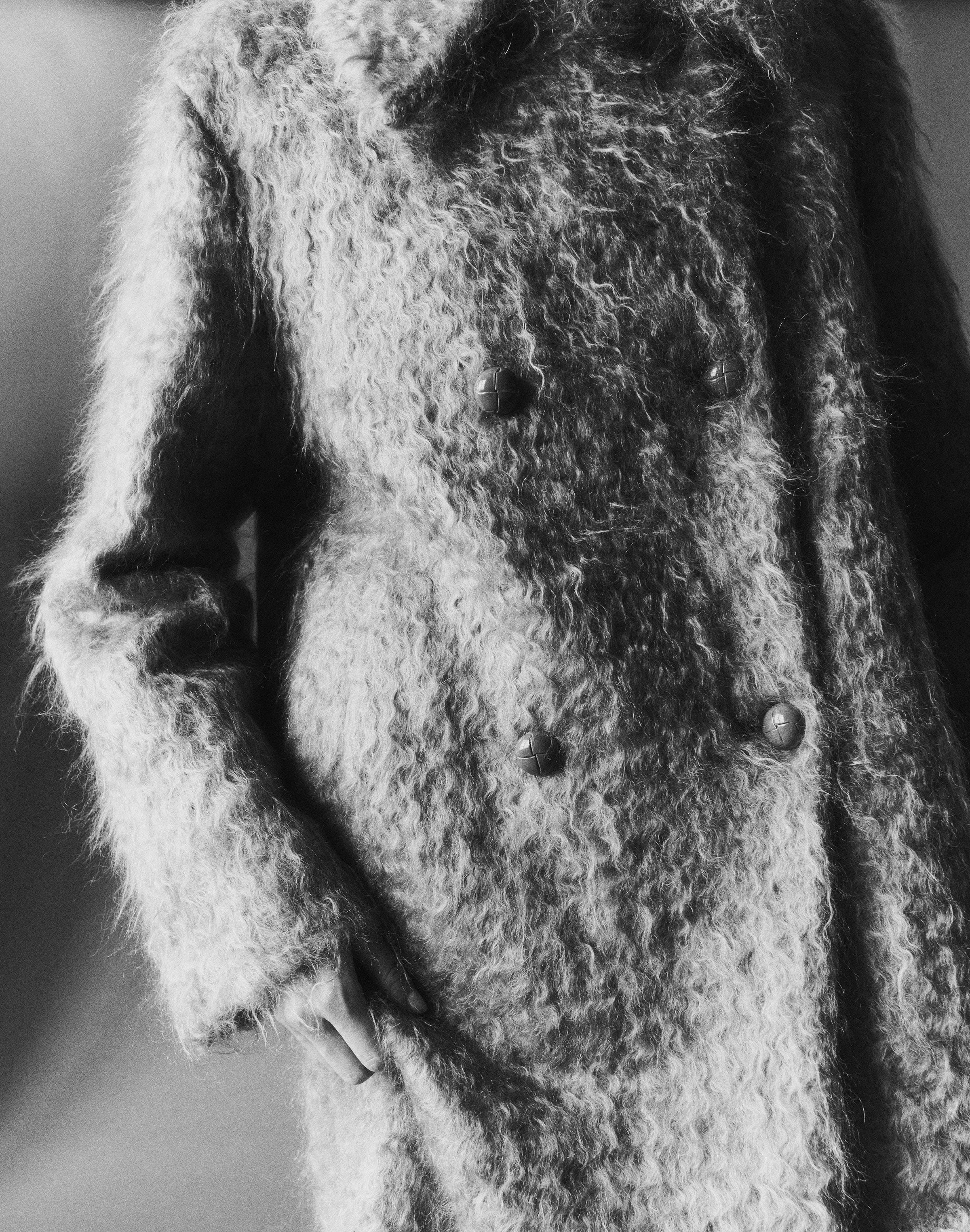 Brushed Mohair-Wool Double Breasted Oversized Coat