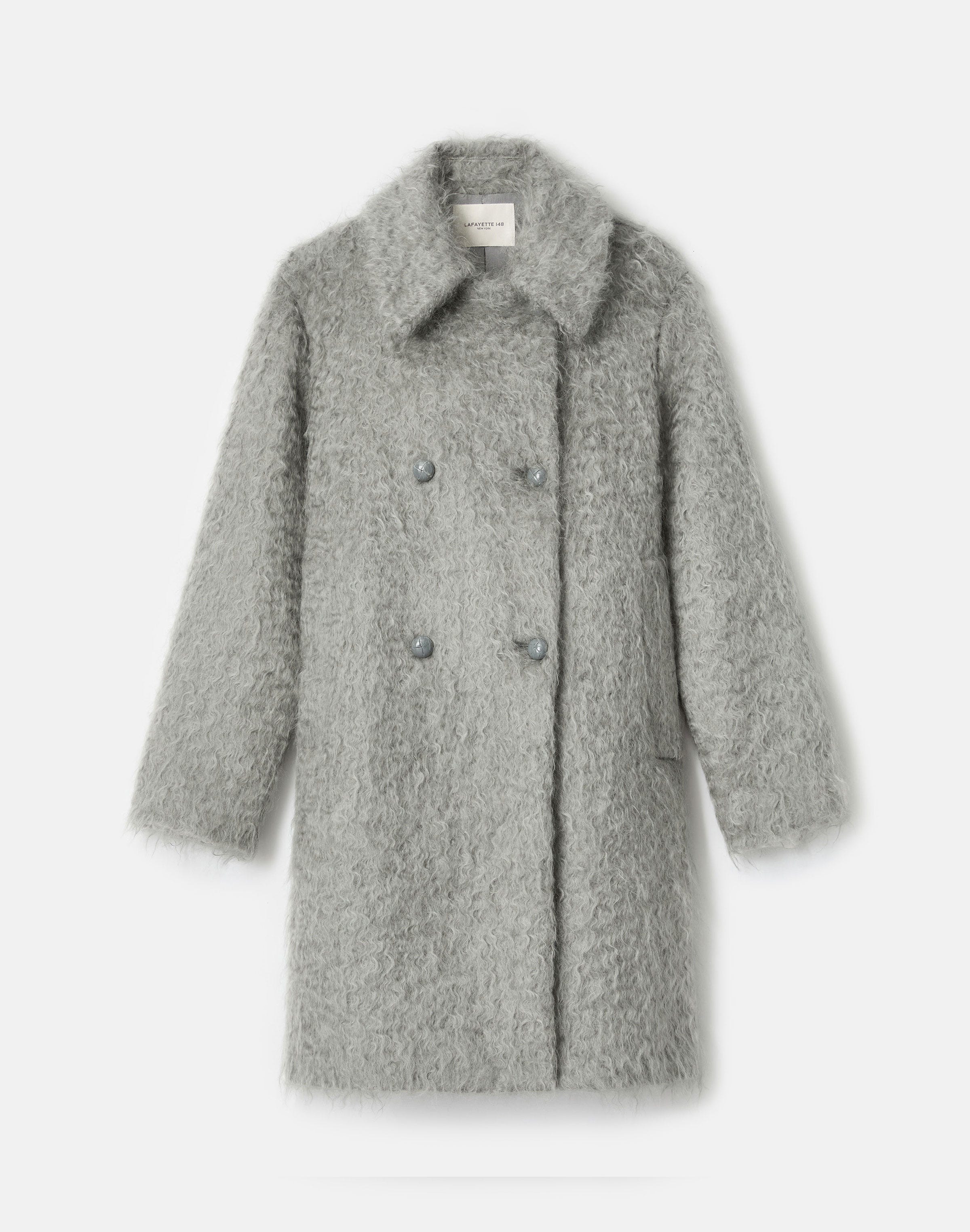 Brushed Mohair-Wool Double Breasted Oversized Coat
