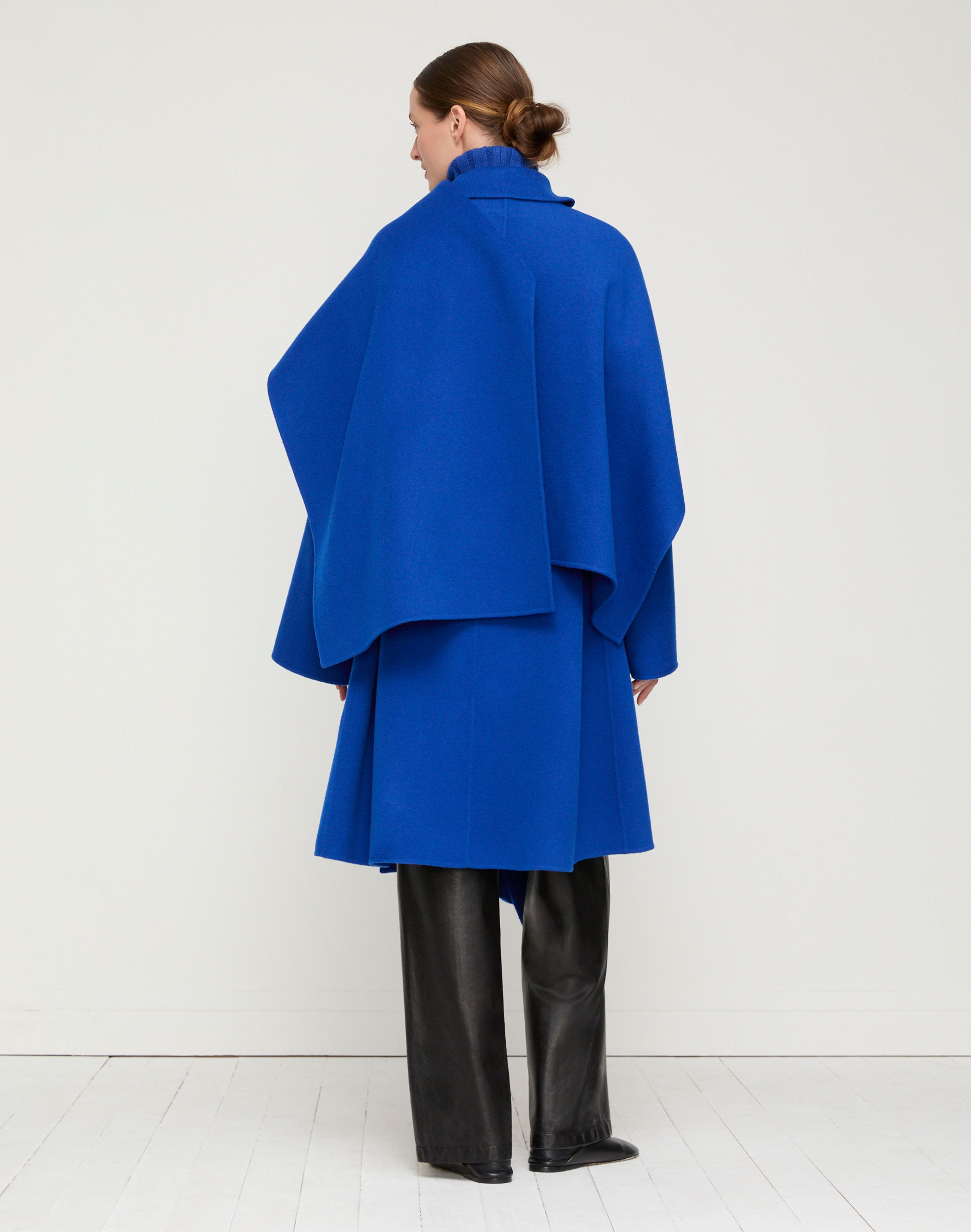 Wool-Cashmere Double Face Oversized Coat & Detachable Poncho