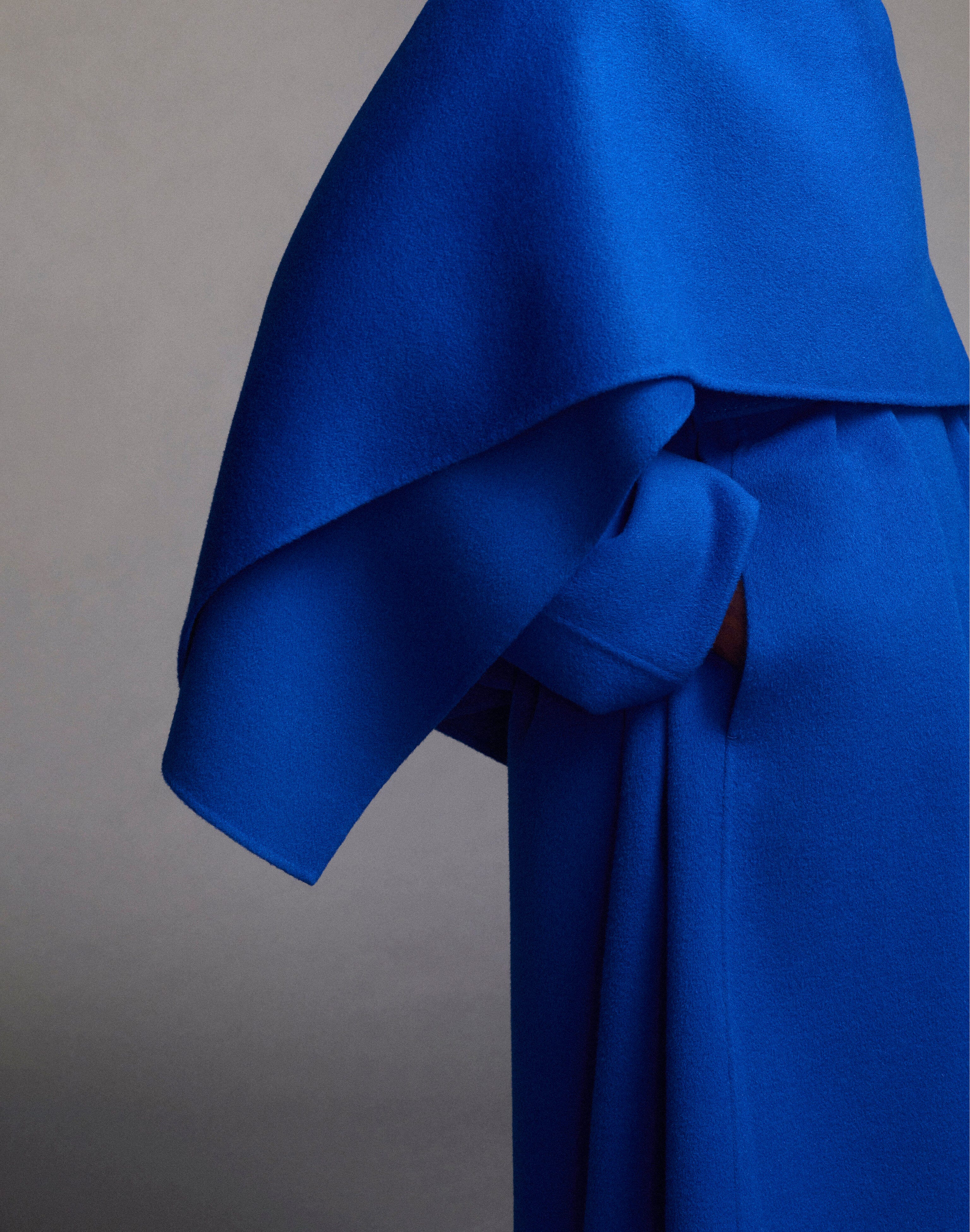 Wool-Cashmere Double Face Oversized Coat & Detachable Poncho
