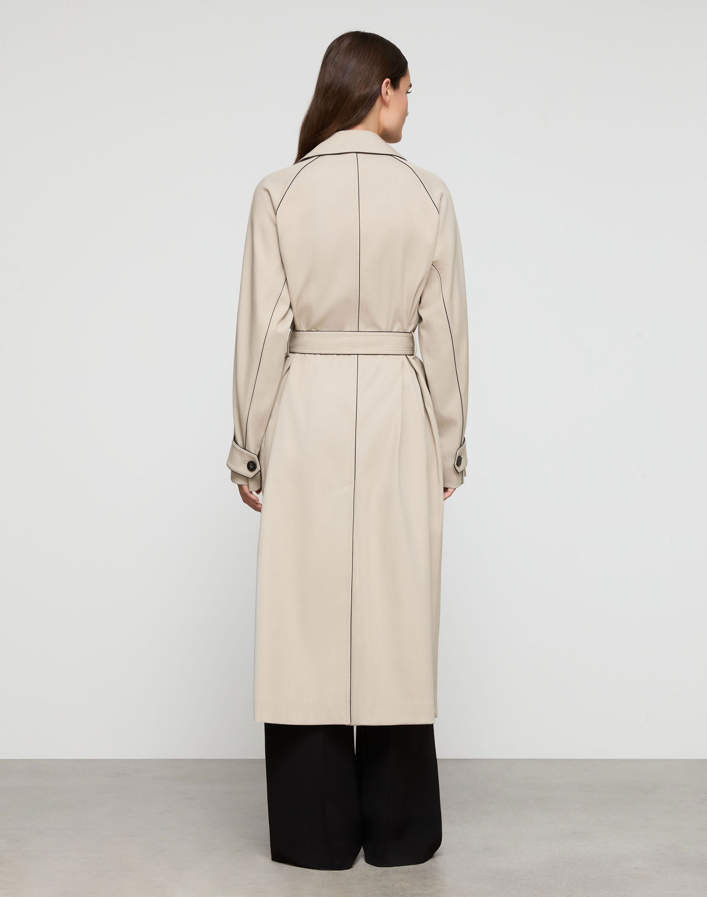 Cotton-Viscose Twill Piped Trench Coat