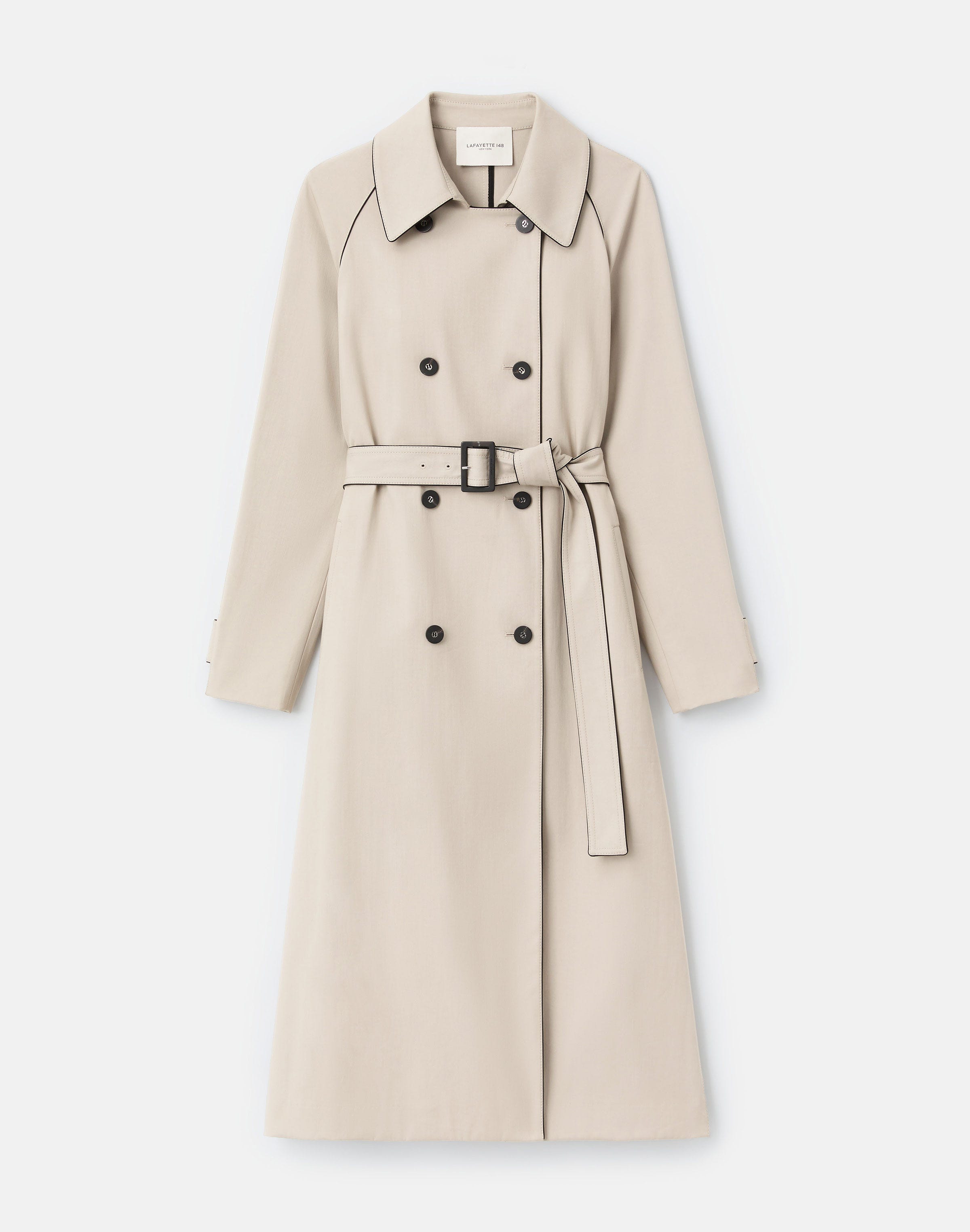 Cotton-Viscose Twill Piped Trench Coat
