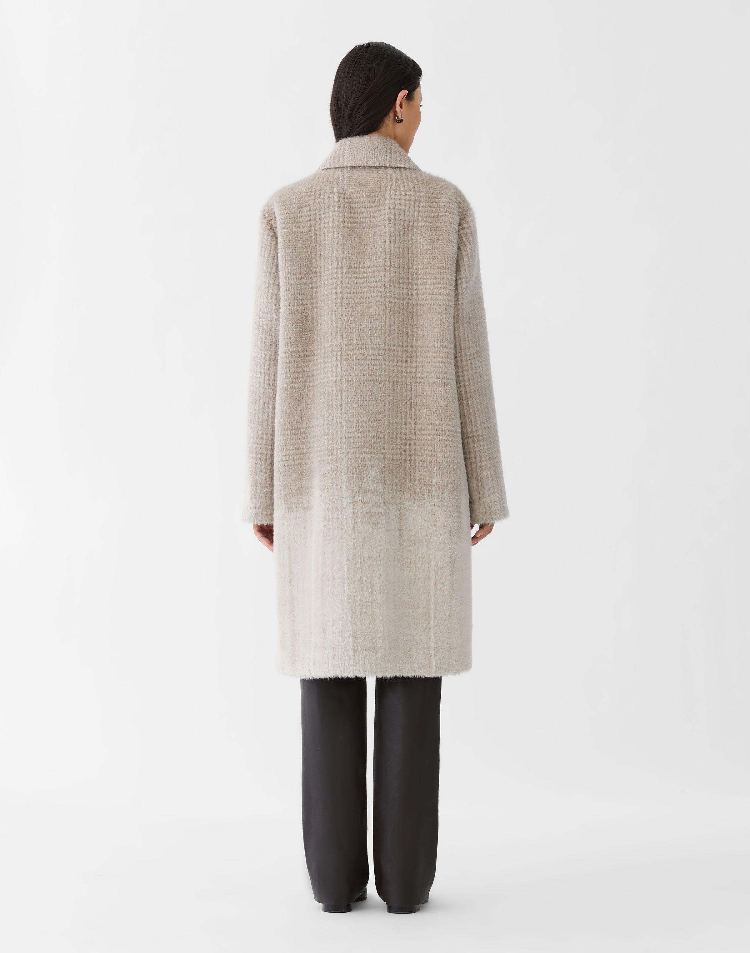 Alpaca-Wool Glen Plaid Dégradé Coat