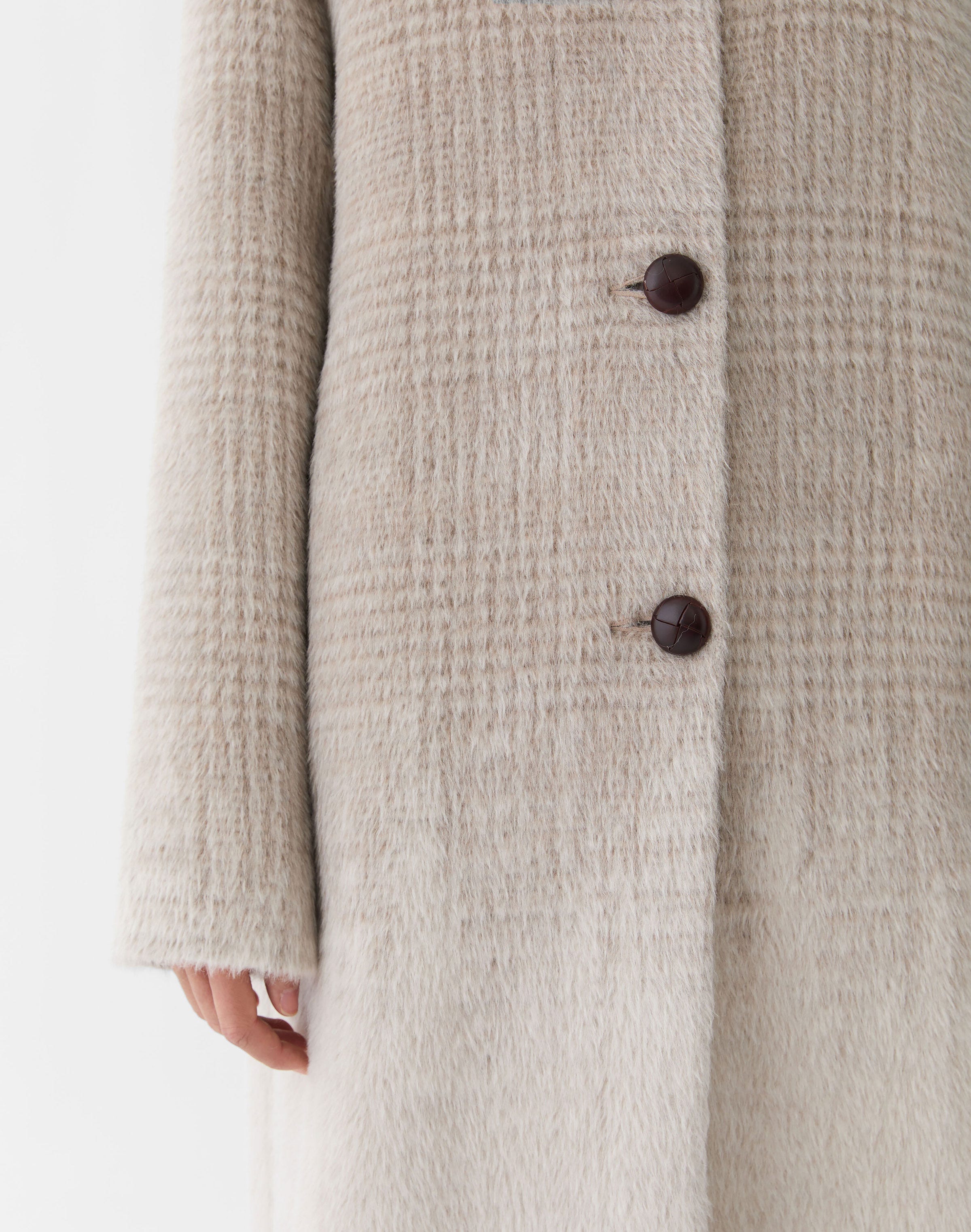Alpaca-Wool Glen Plaid Dégradé Coat