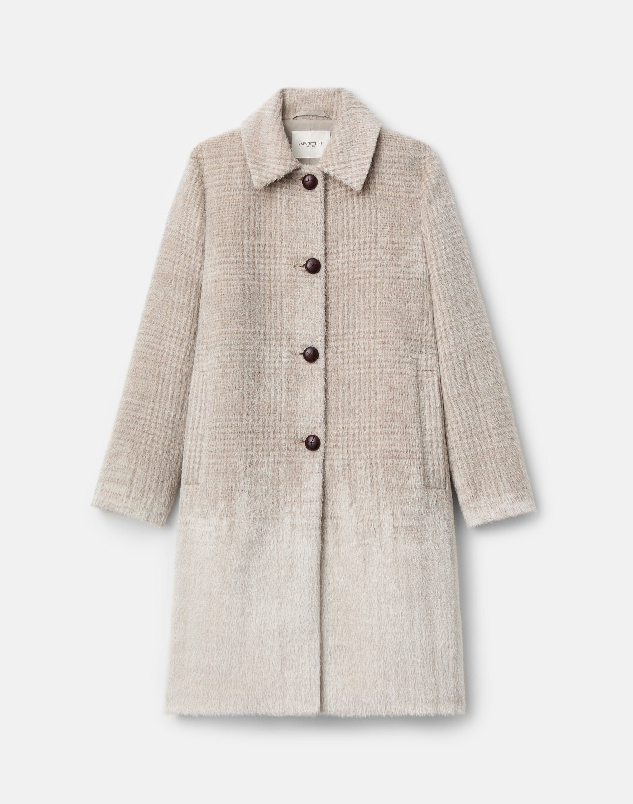 Alpaca-Wool Glen Plaid Dégradé Coat