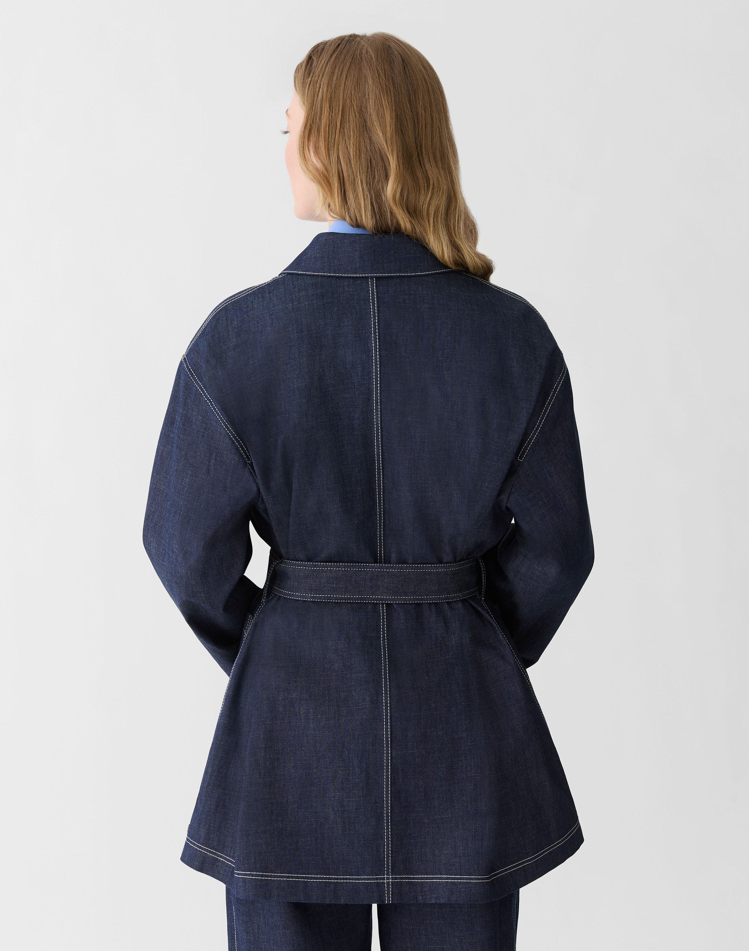 Chambray Patch Pocket Belted Jacket