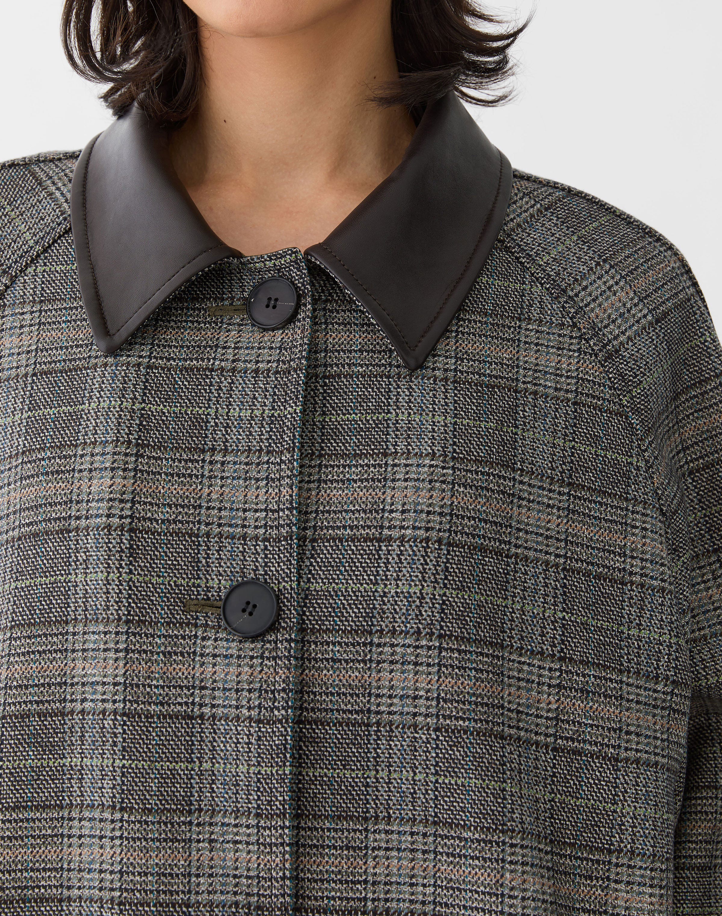 Wool-Cashmere Glen Plaid Quilted Trench Coat
