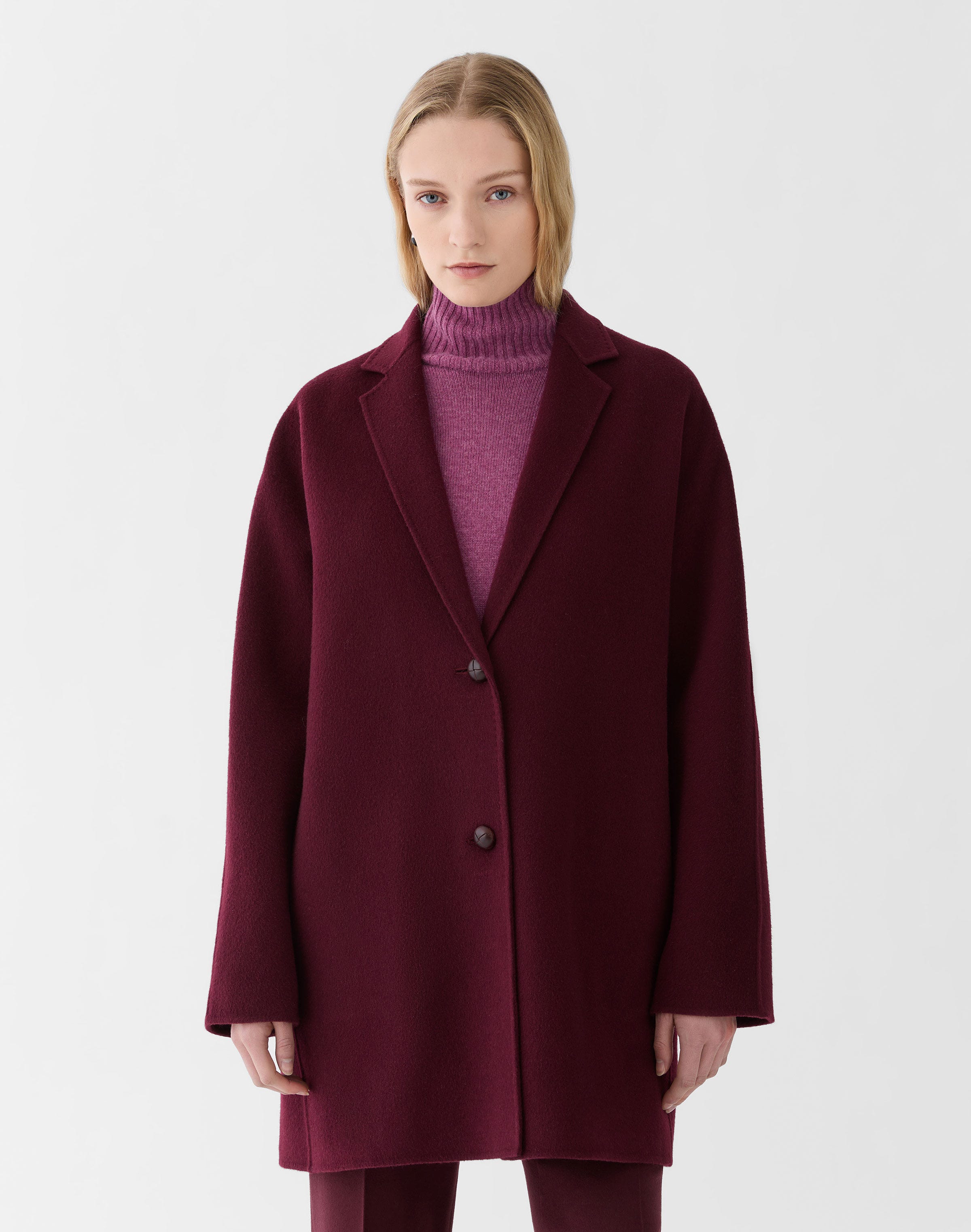 Plus-Size Wool-Cashmere Double Face Car Coat