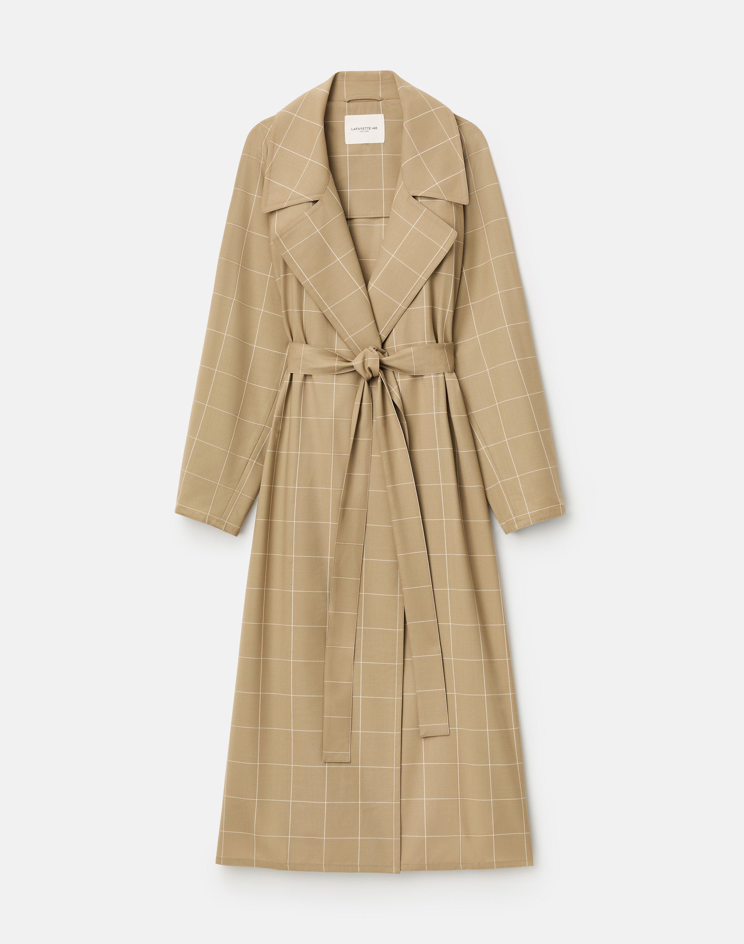Garden Grid Tropical Wool Belted Oversized Duster
