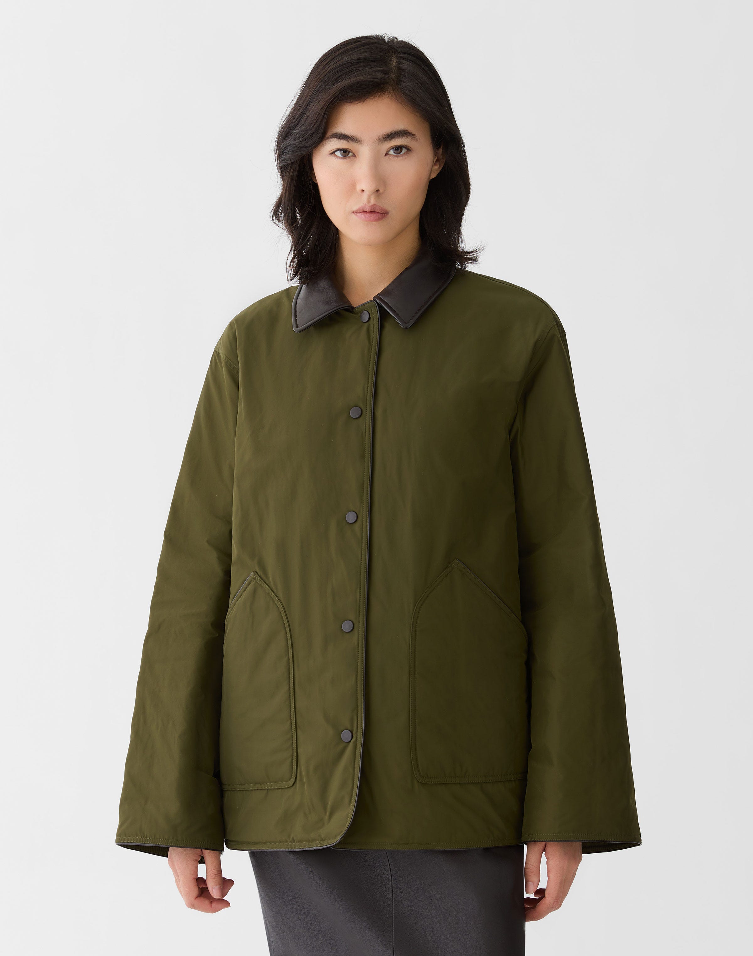 Micro Tech Twill Quilted Down Reversible Coat