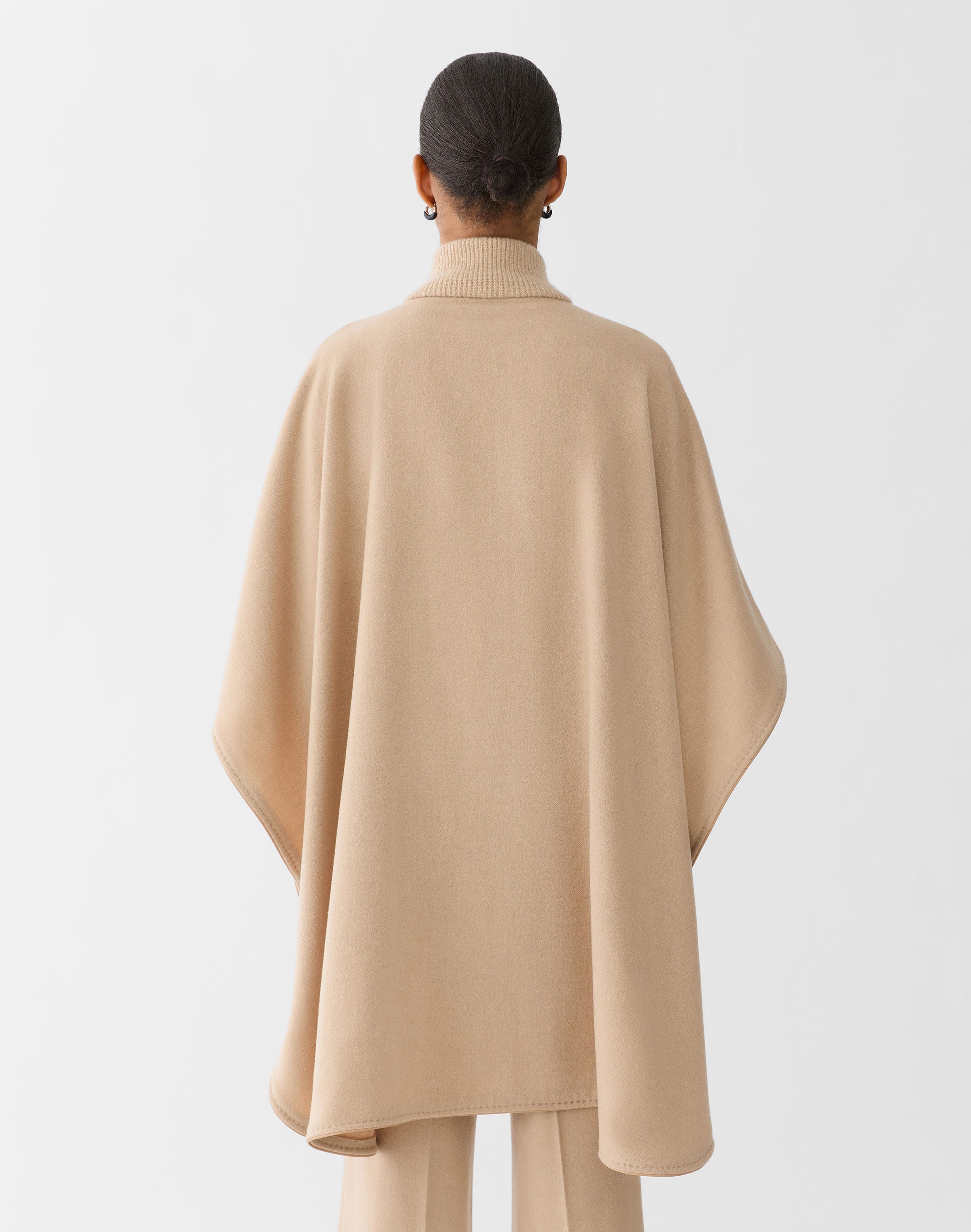 Camel Hair Knit Collar Oversized Cape