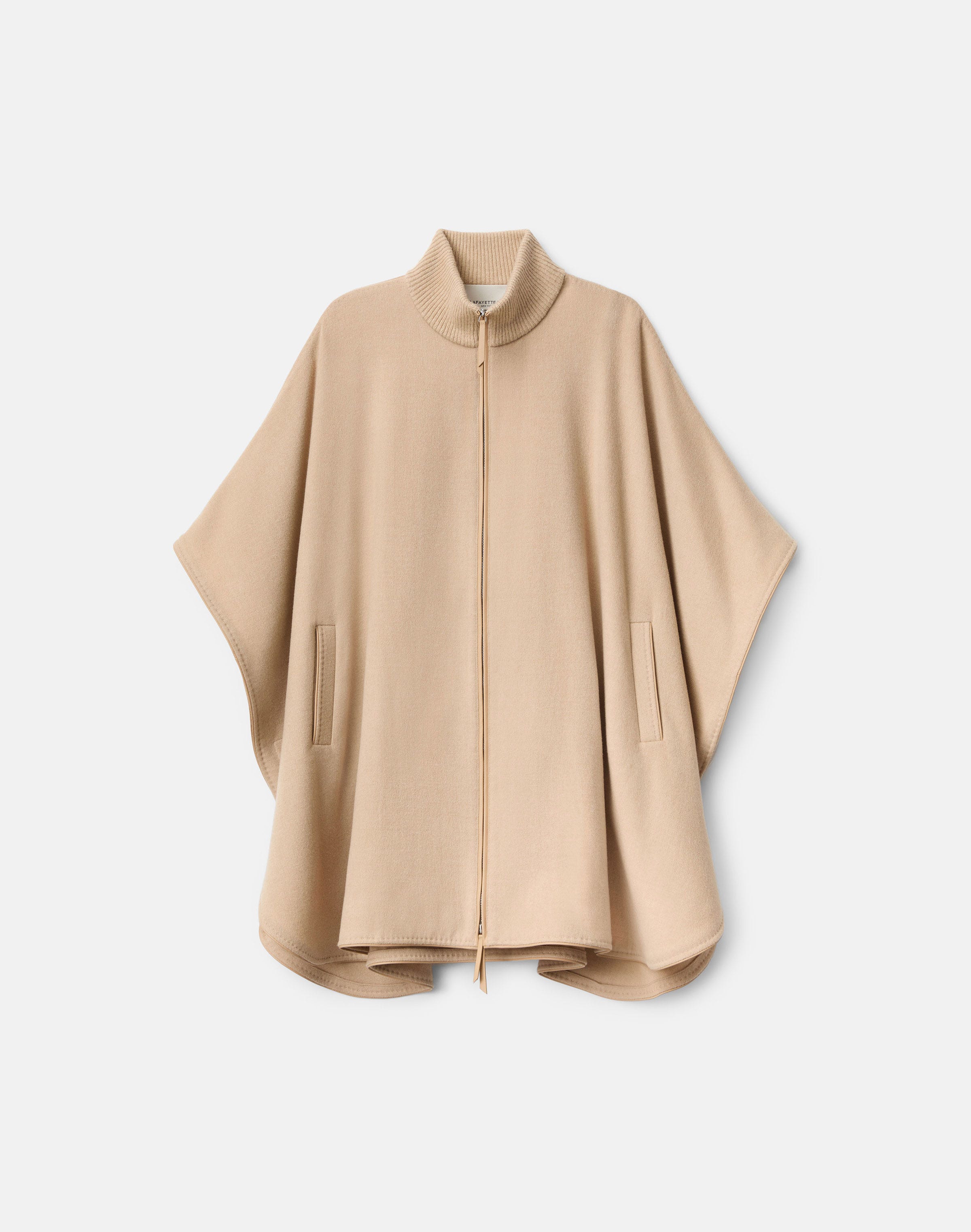 Camel Hair Knit Collar Oversized Cape