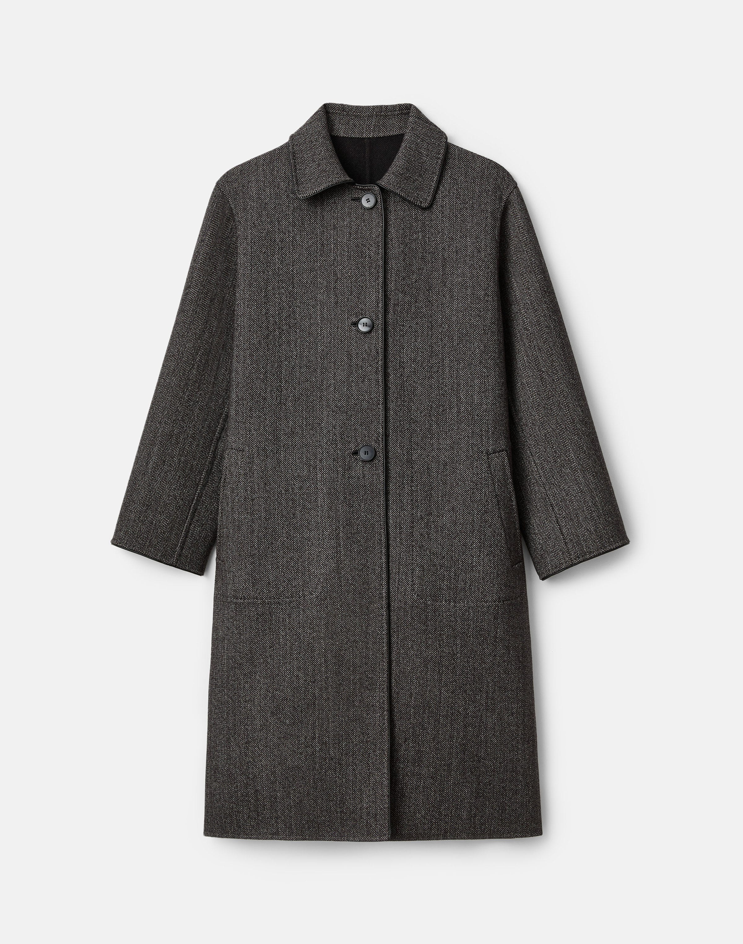 Wool-Cashmere Herringbone Double Face Reversible Overcoat