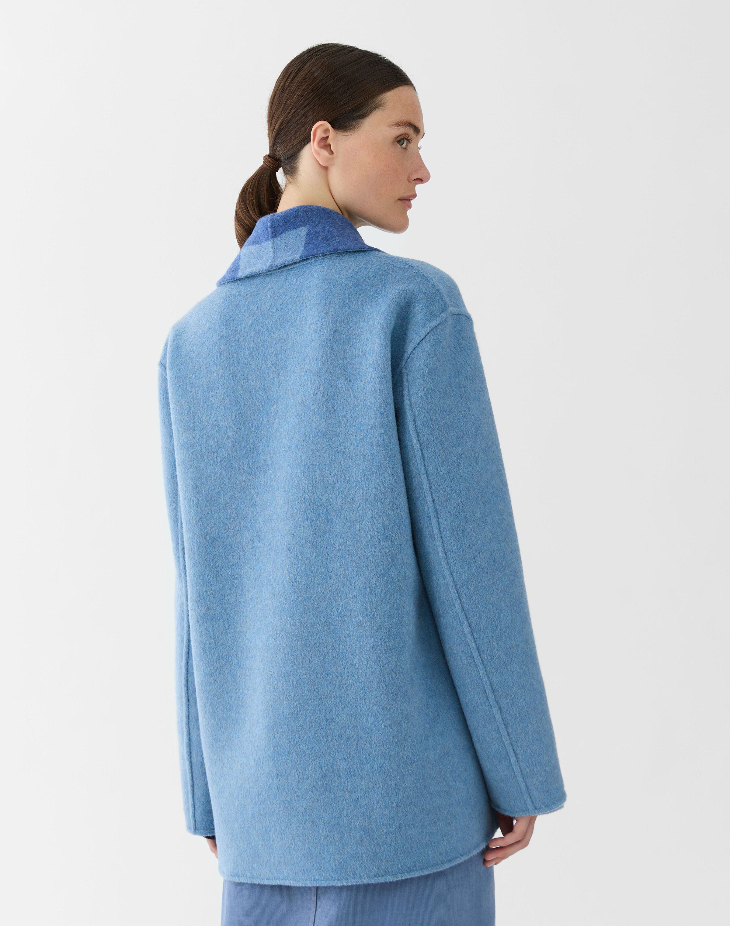 Geo Jacquard Double Face Reversible Short Coat