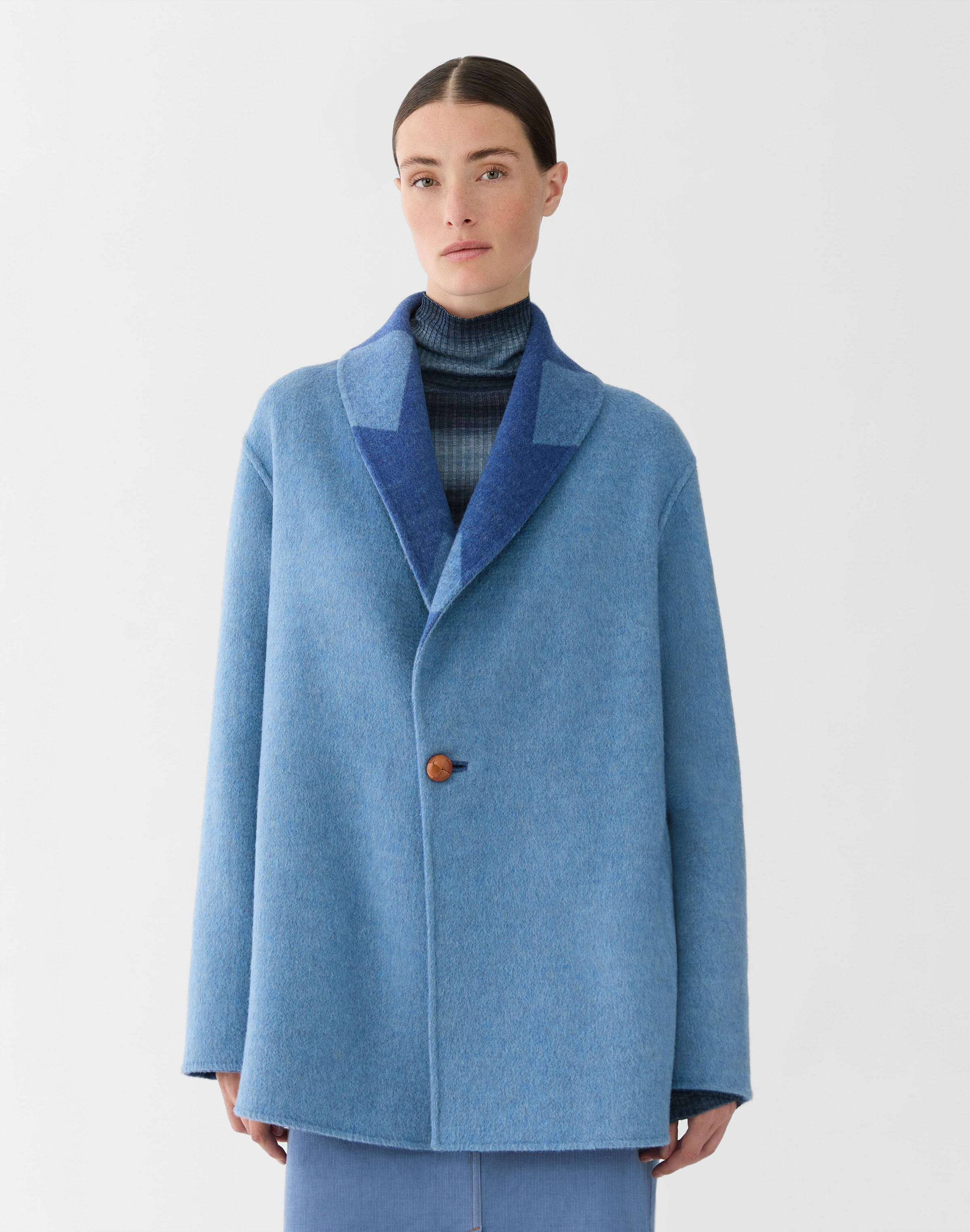 Geo Jacquard Double Face Reversible Short Coat