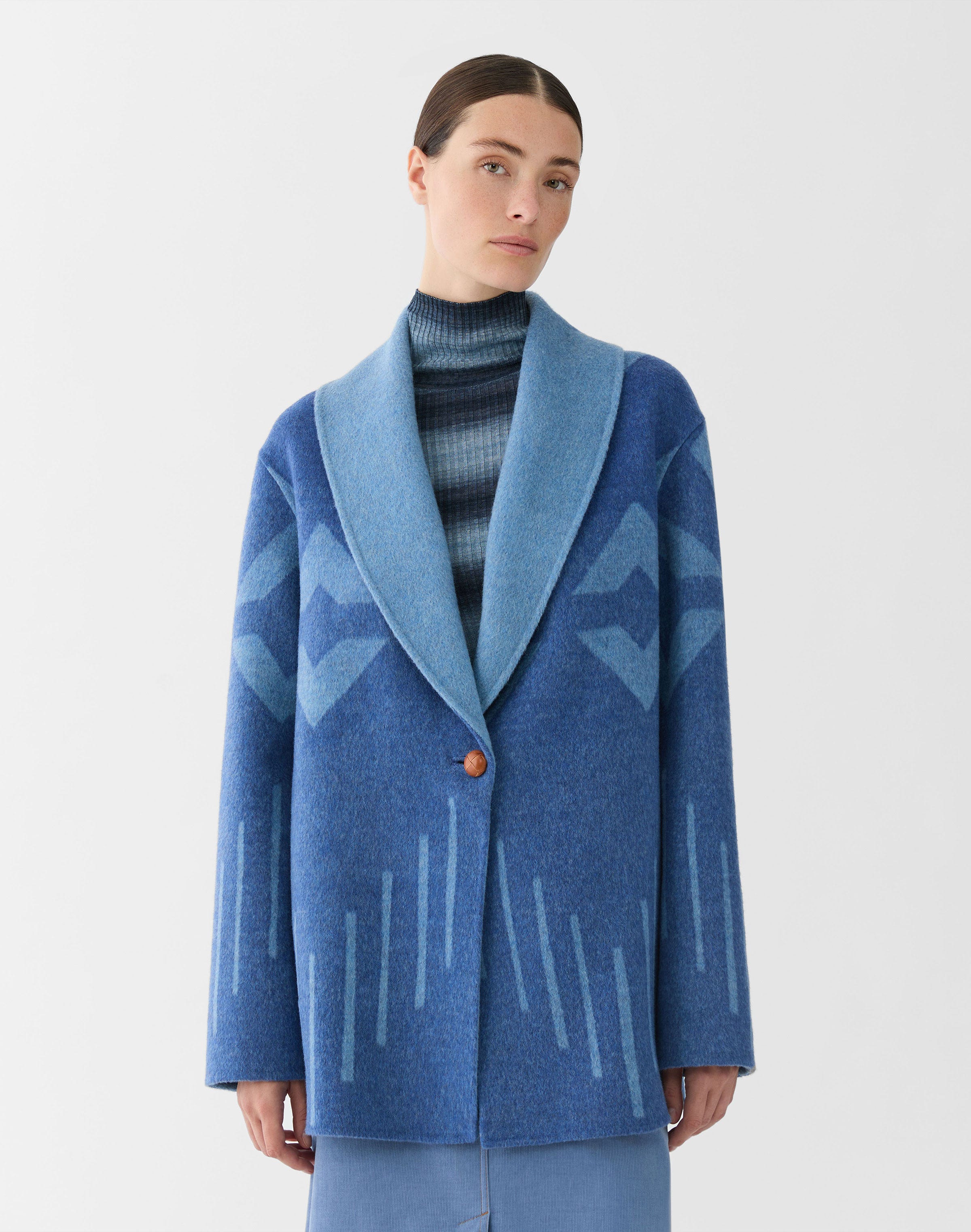 Geo Jacquard Double Face Reversible Short Coat