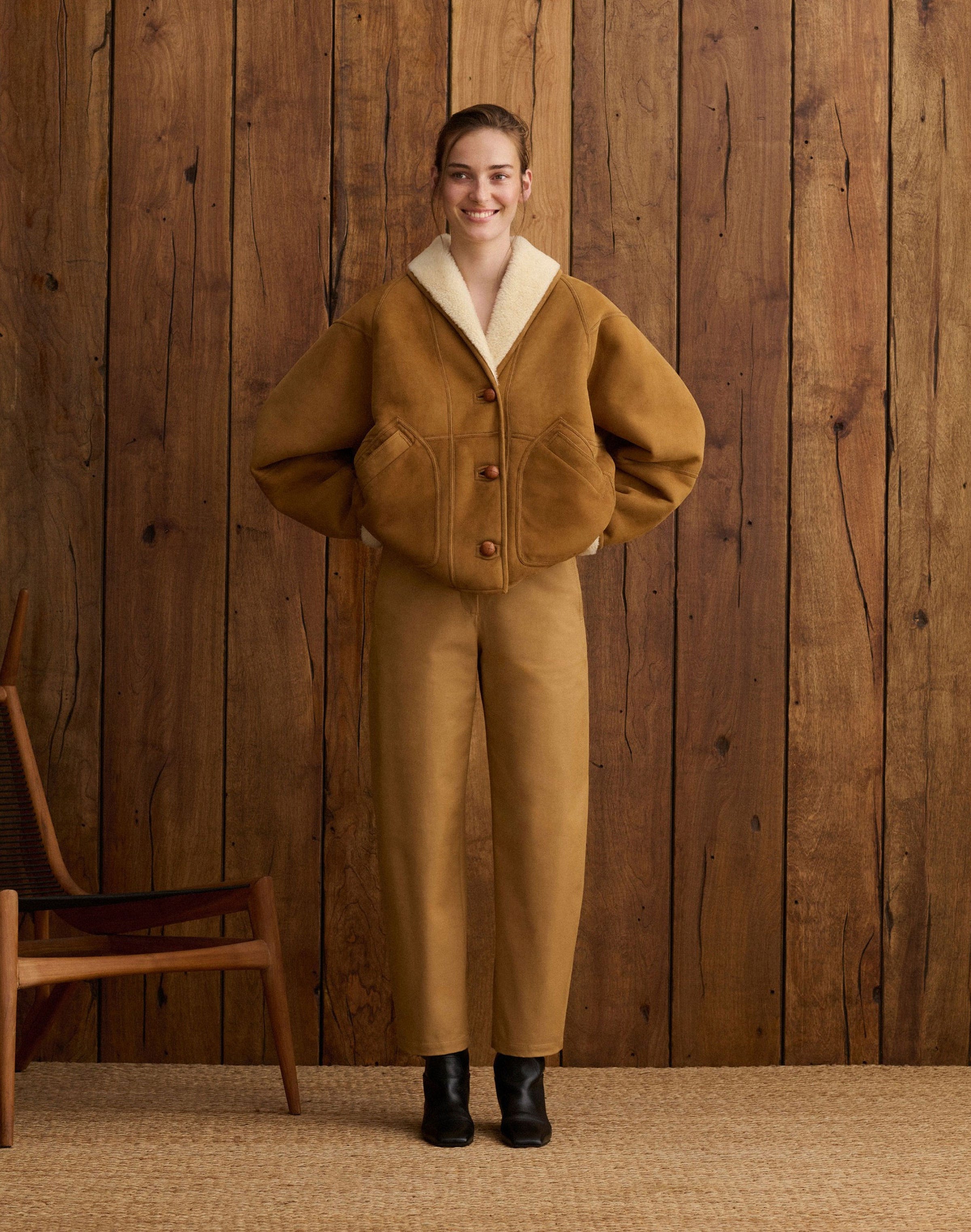 Shearling Reversible Coat and Techno Twill Chrystie Chino