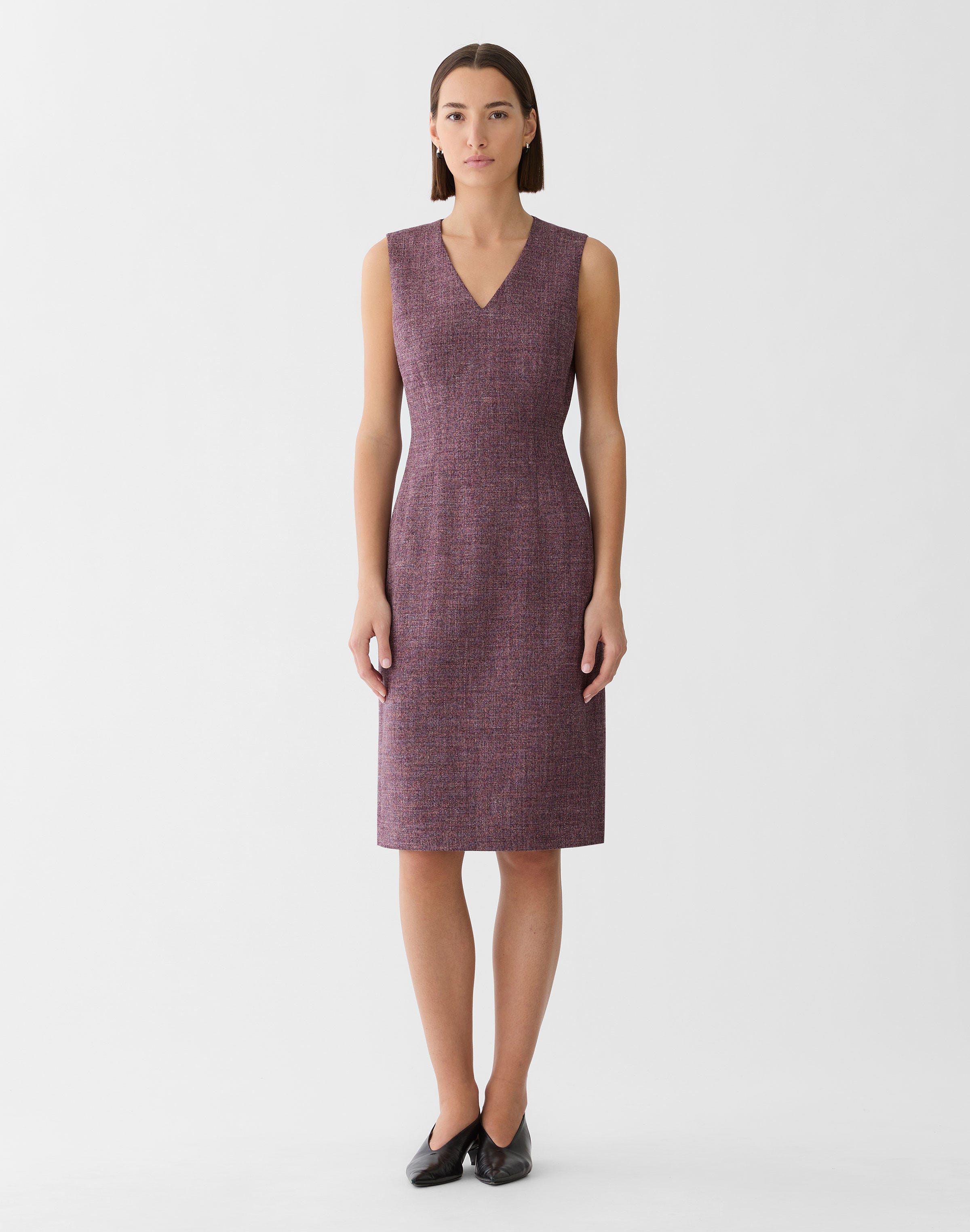 Plus-Size Wool Mouliné Sheath Dress