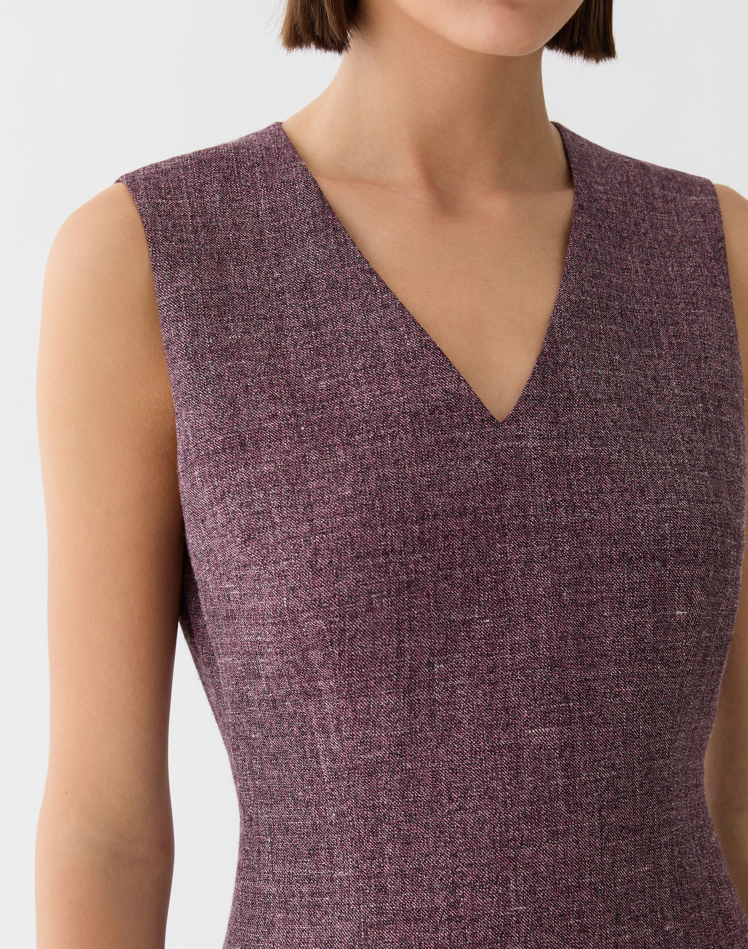 Plus-Size Wool Mouliné Sheath Dress