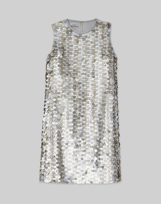 Hand-Placed Paillette Shift Dress