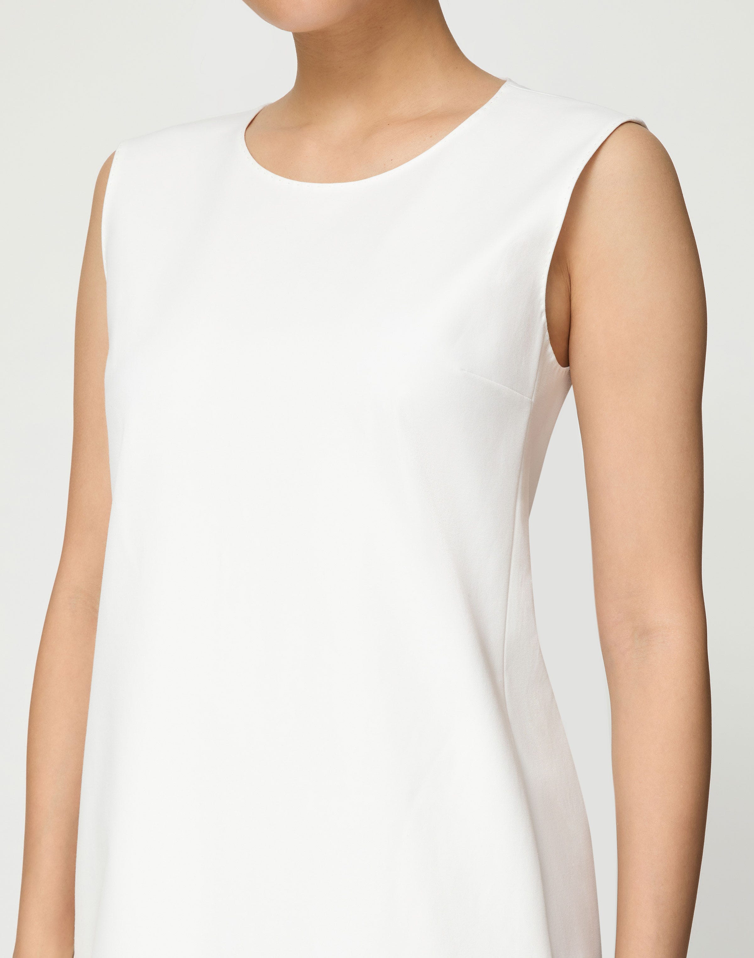 Techno Stretch Twill Sleeveless Shift Dress