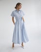 Petite Pinstripe Cotton Tulip Shirtdress