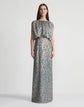 Metallic Floating Leaves Silk Jacquard Blouson Gown