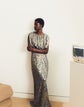 Metallic Floating Leaves Silk Jacquard Blouson Gown