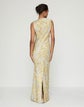 Pastel Dust Fringe Jacquard Maxi Sheath Gown