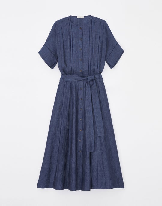Organic Linen Pintuck Shirtdress