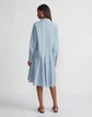 Petite Slubbed Cotton Flounced Shirtdress