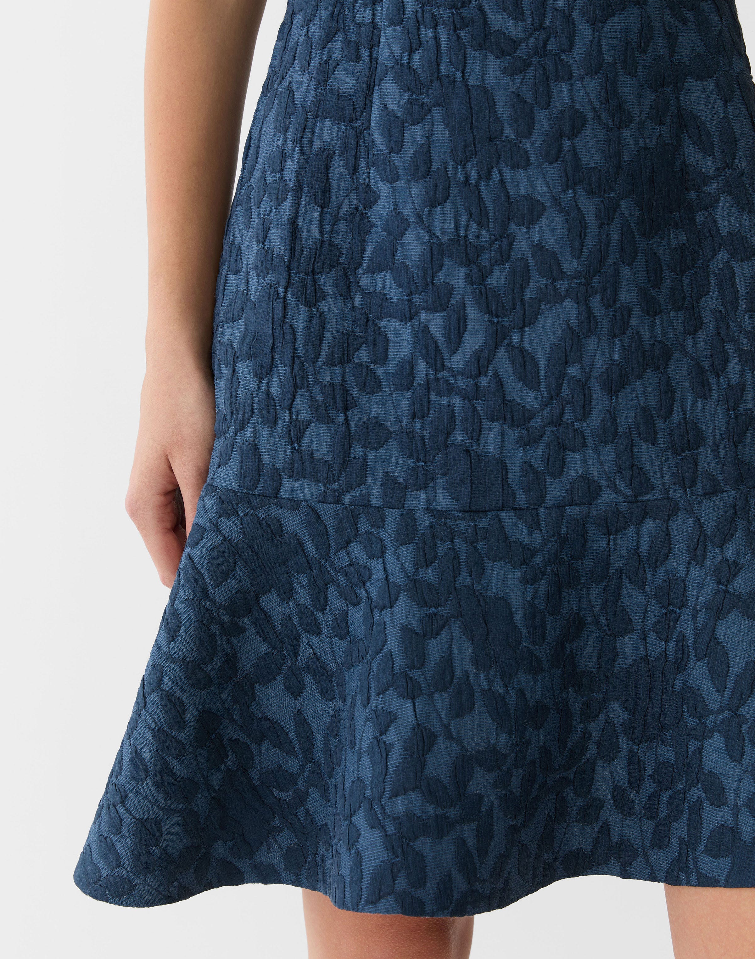 Petite Rose Cloqué Jacquard Peplum Dress