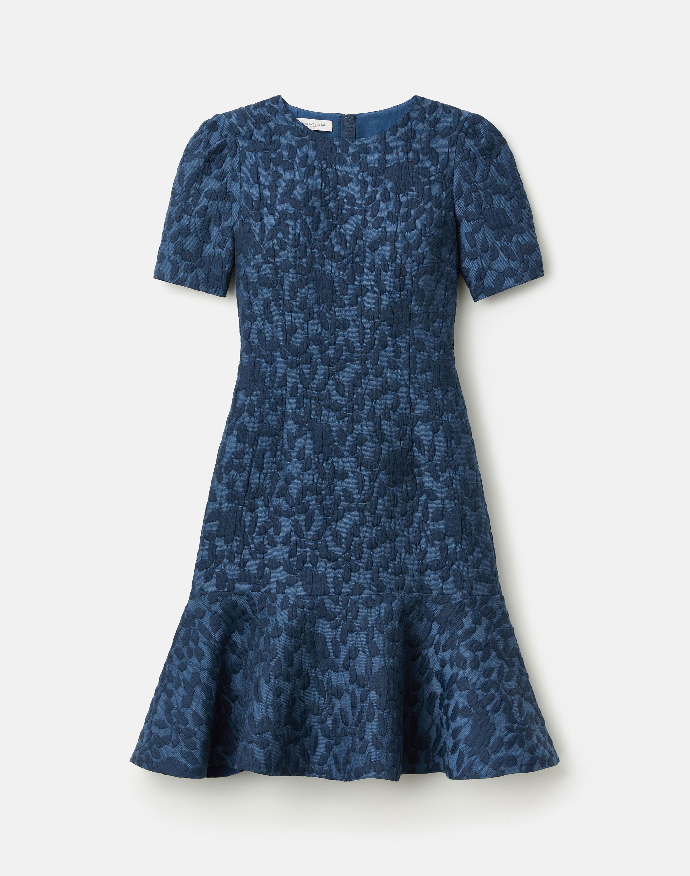 Petite Rose Cloqué Jacquard Peplum Dress