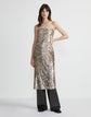 Metallic Sequin Strapless Midi Dress